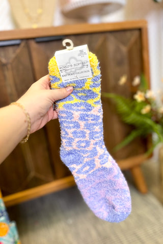 World's Softest Socks, Blue Multi Leopard