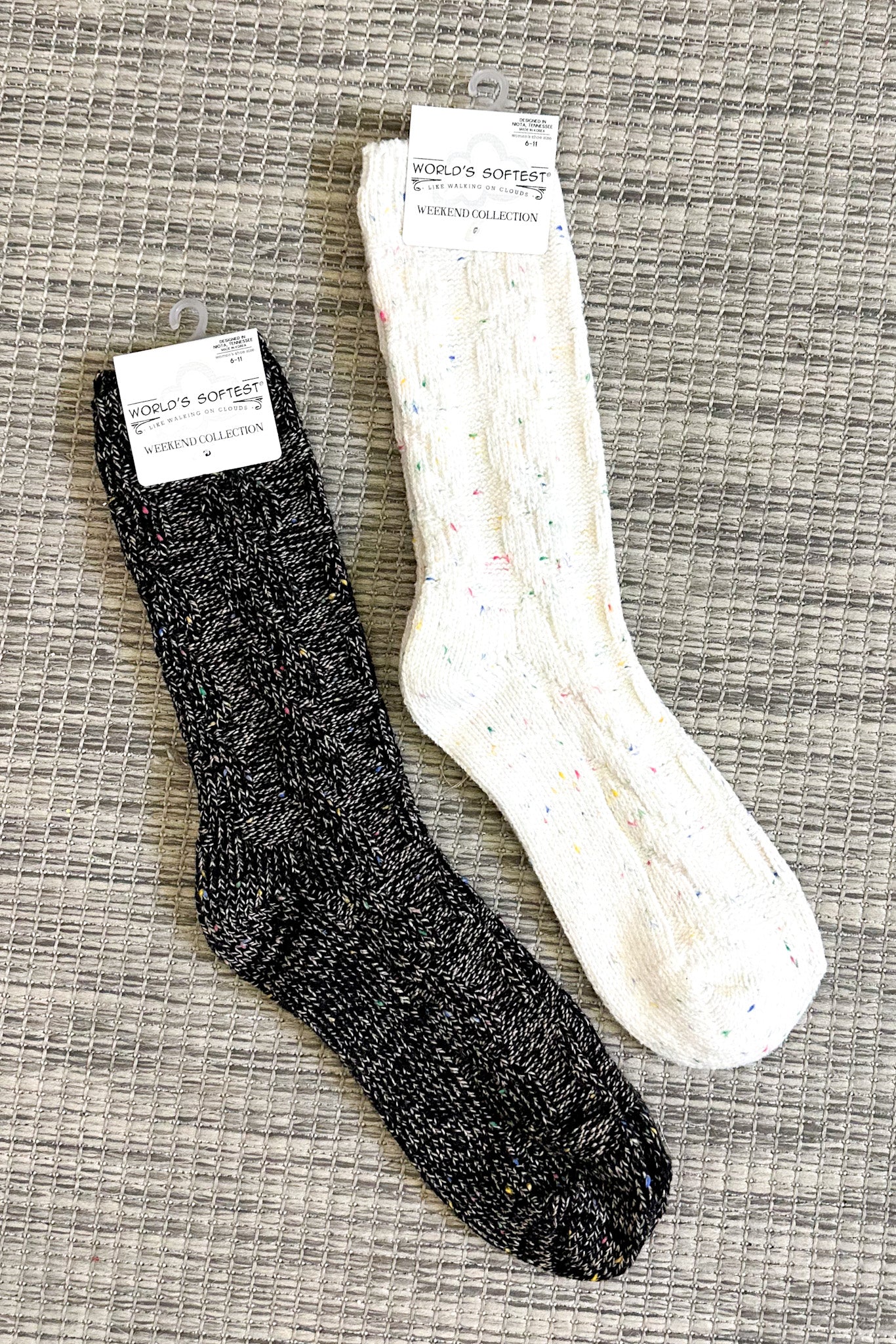 World's Softest Socks, Vanilla Confetti Cable Crew