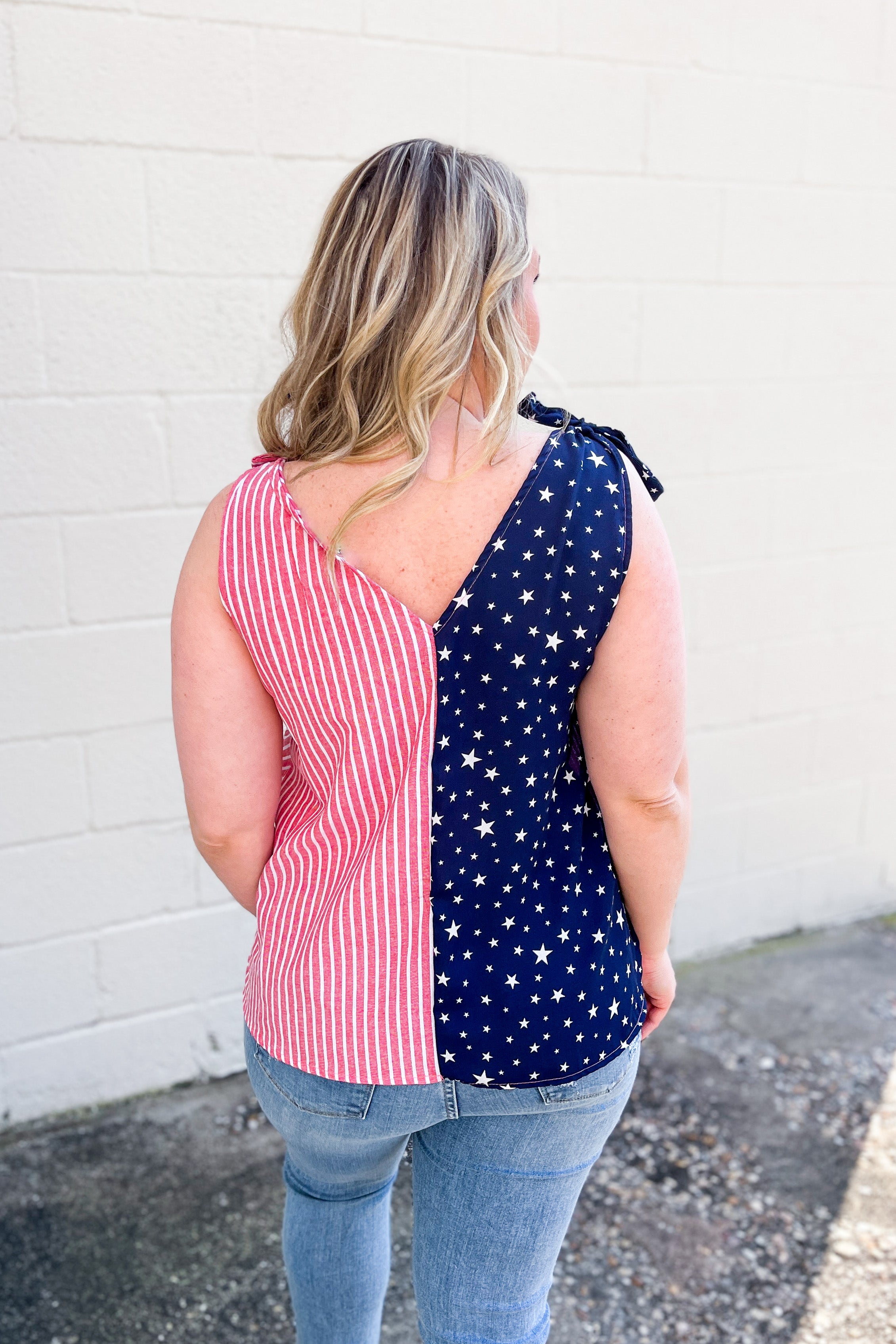 Patriotic Girl Color Block Tank Top