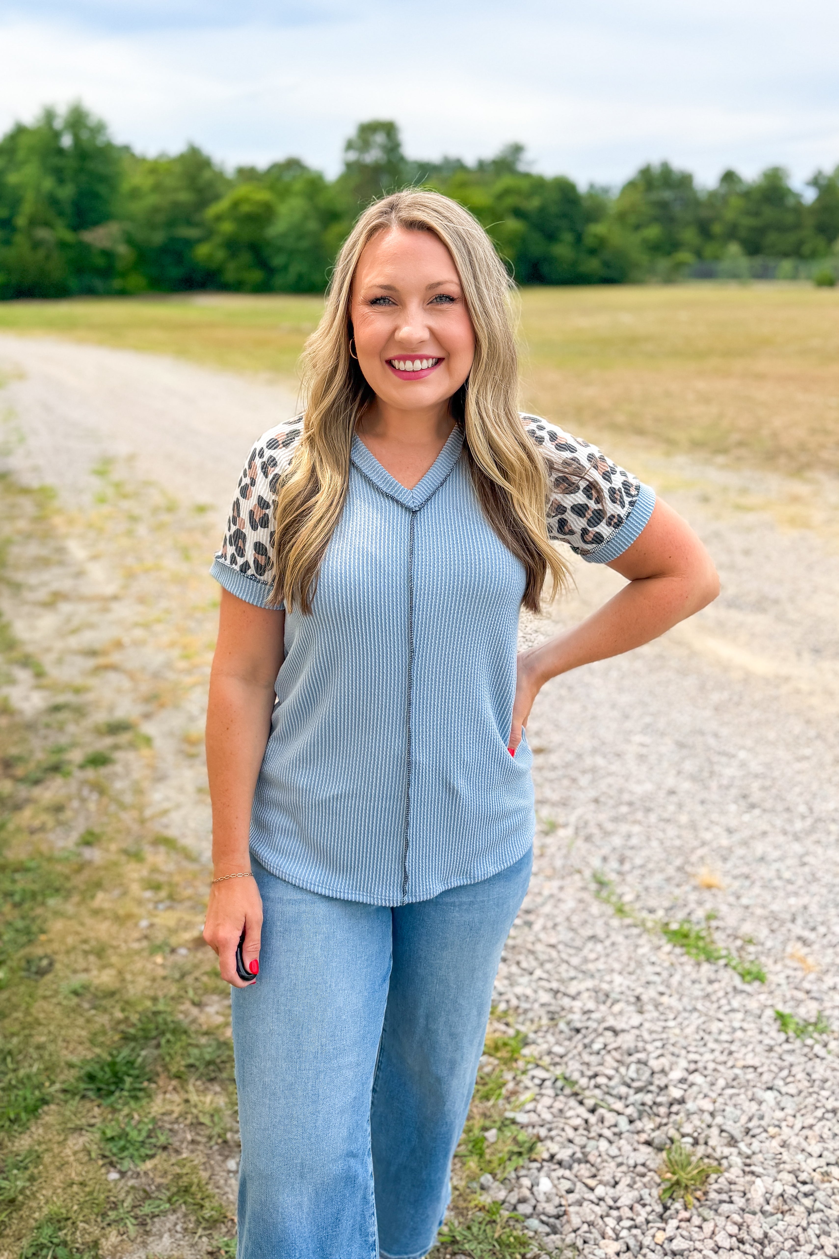 The Wild Waves Leopard Sleeve Top