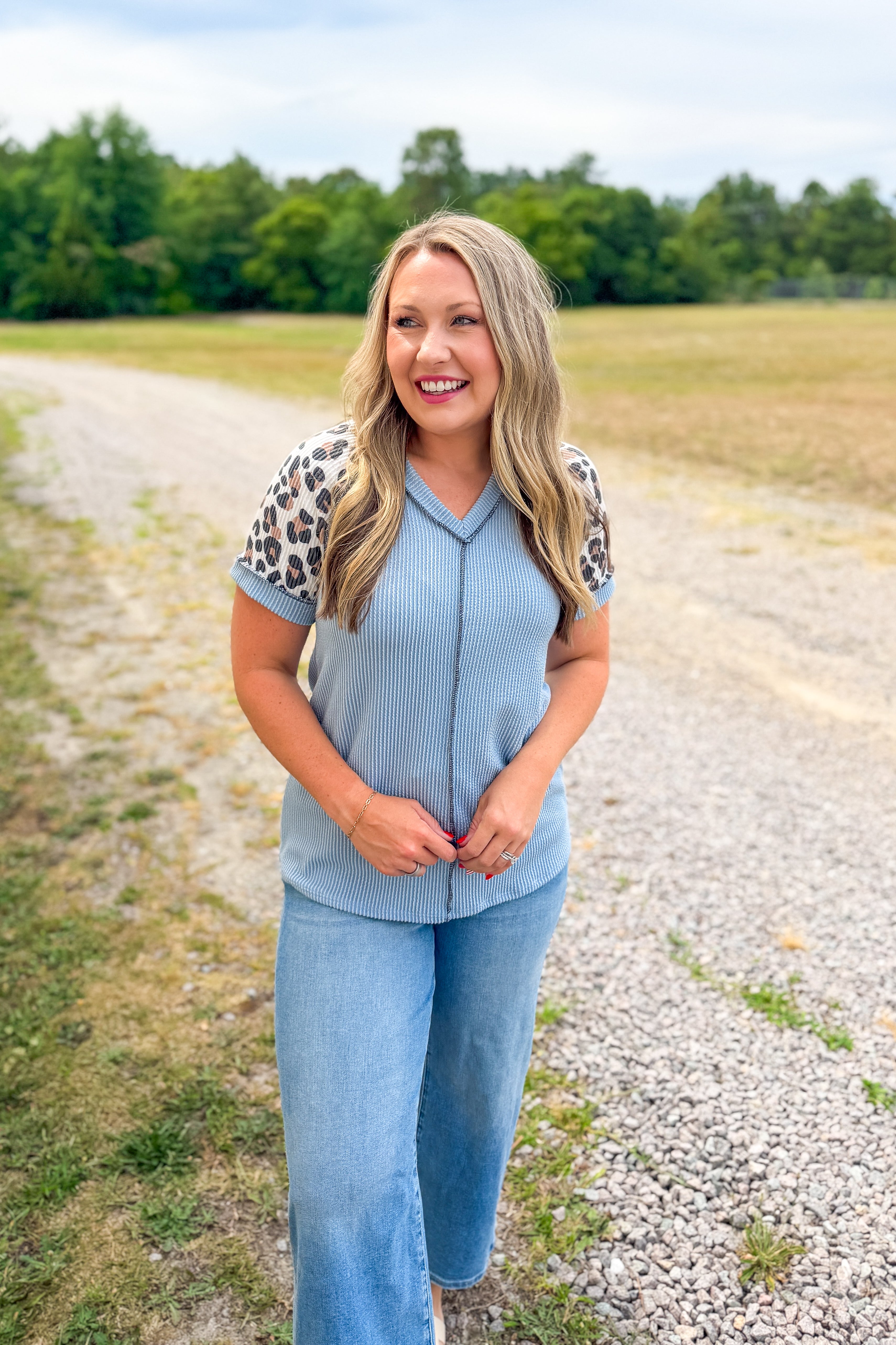 The Wild Waves Leopard Sleeve Top