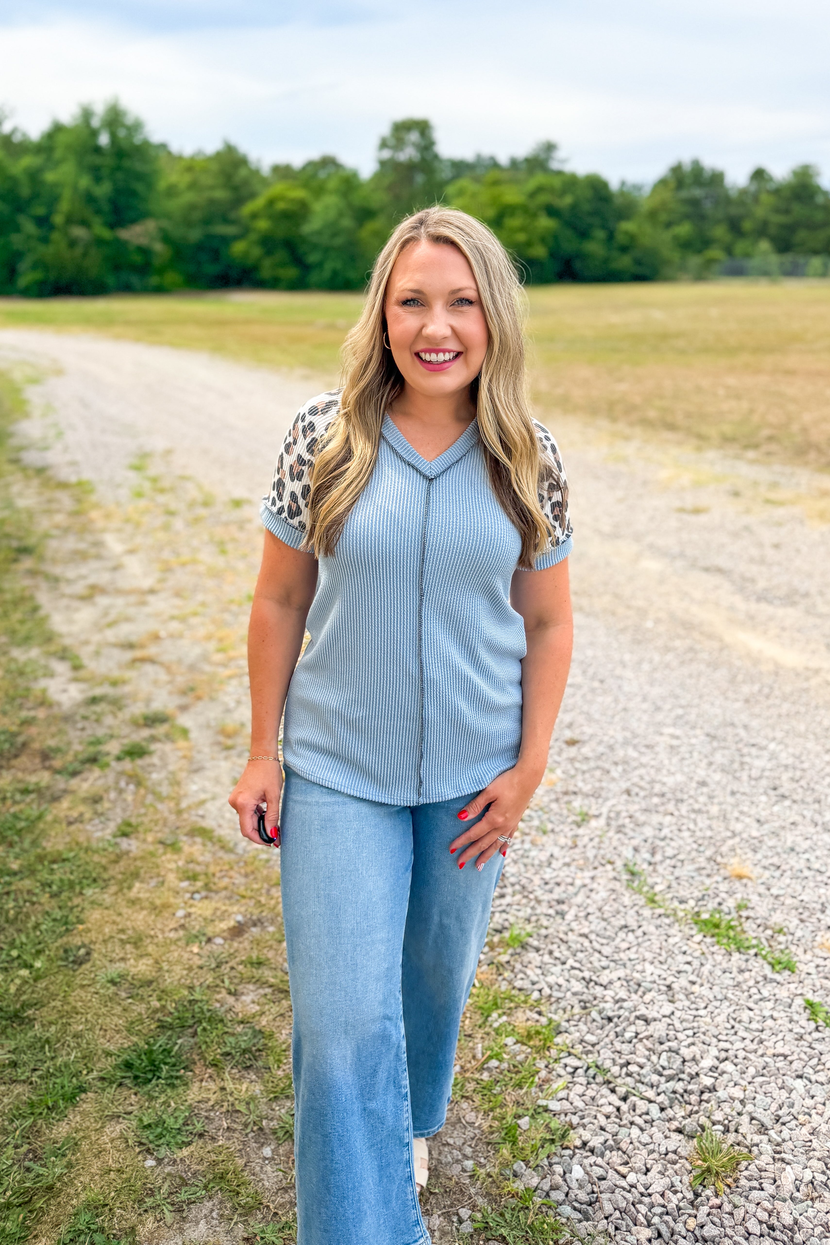 The Wild Waves Leopard Sleeve Top