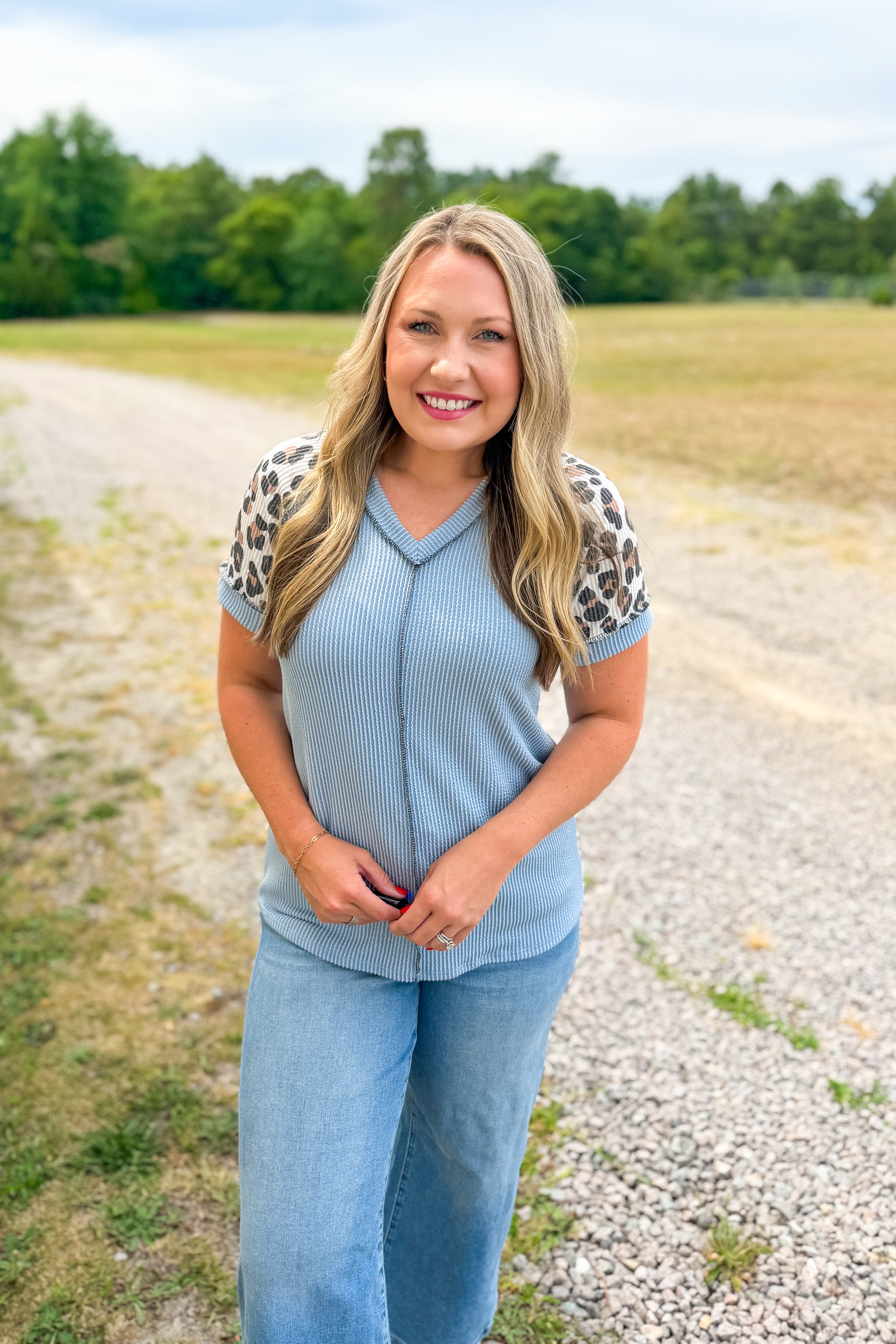 The Wild Waves Leopard Sleeve Top