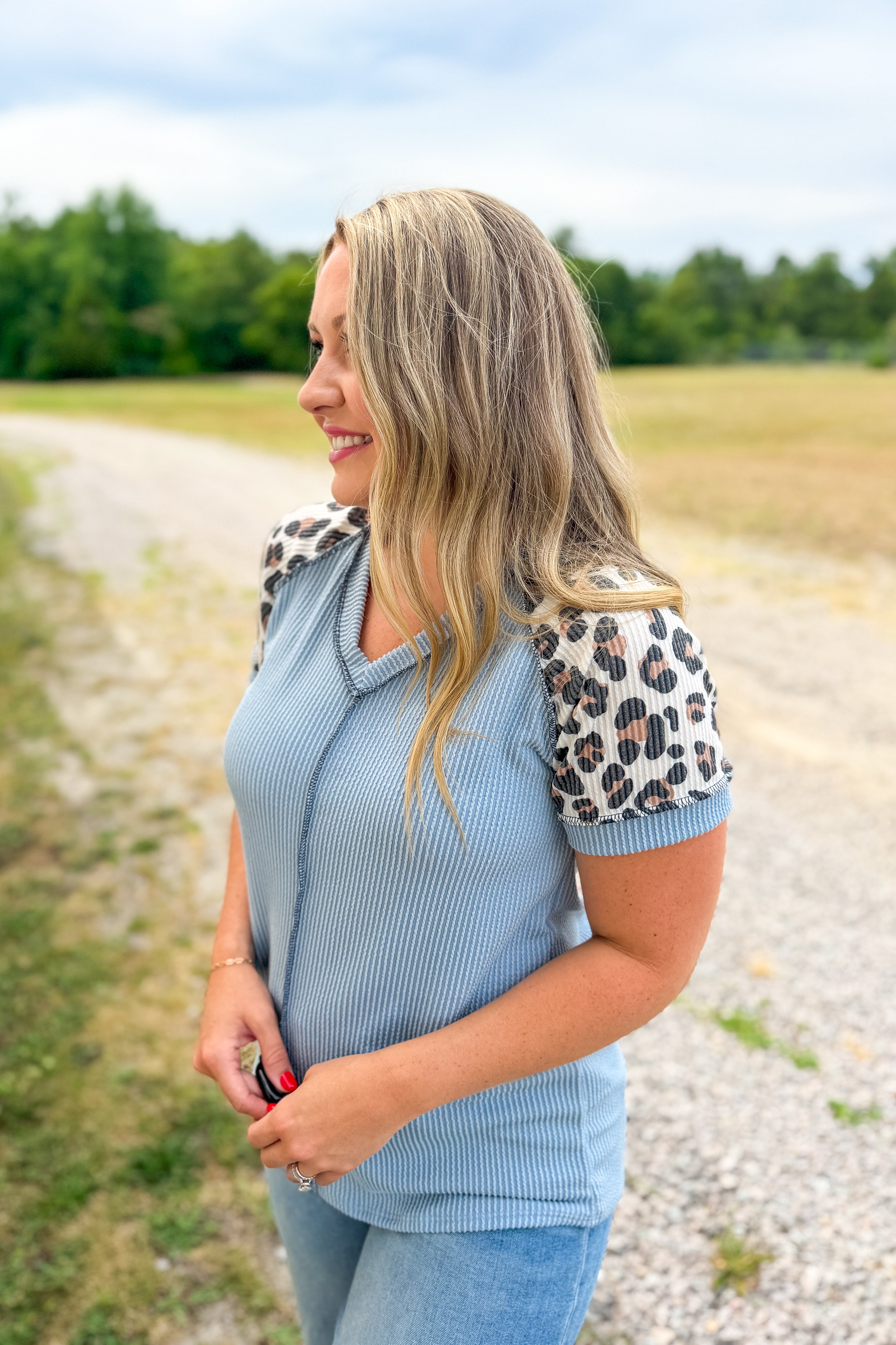 The Wild Waves Leopard Sleeve Top