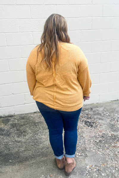 Try That Waffle Knit Top, Mustard