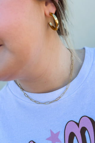 Paperclip Stacking Necklace, Gold