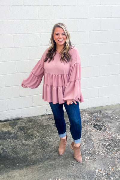Fun With You Tiered Top, Mauve