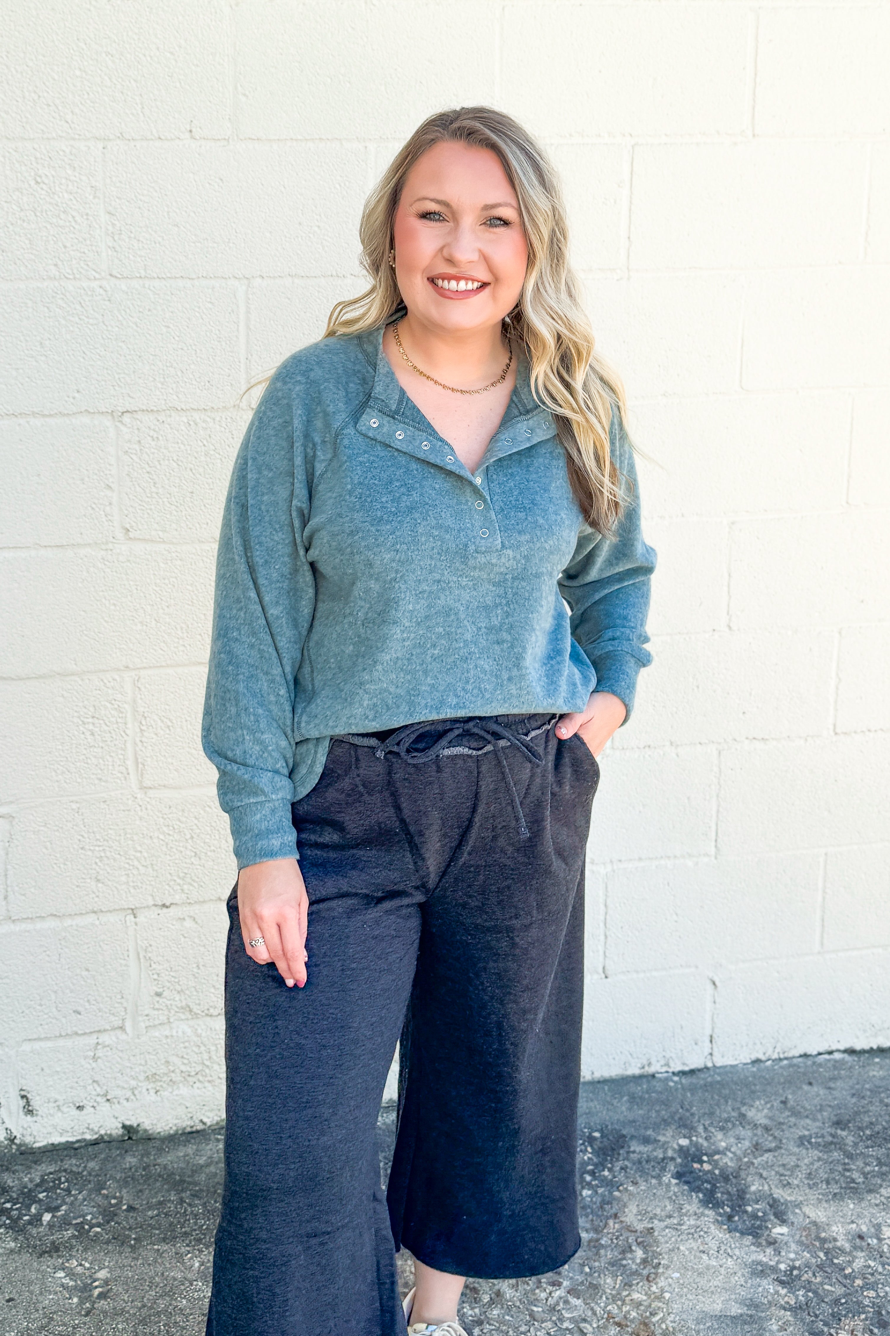 Comfy Stroll Pullover Top, Ash Jade