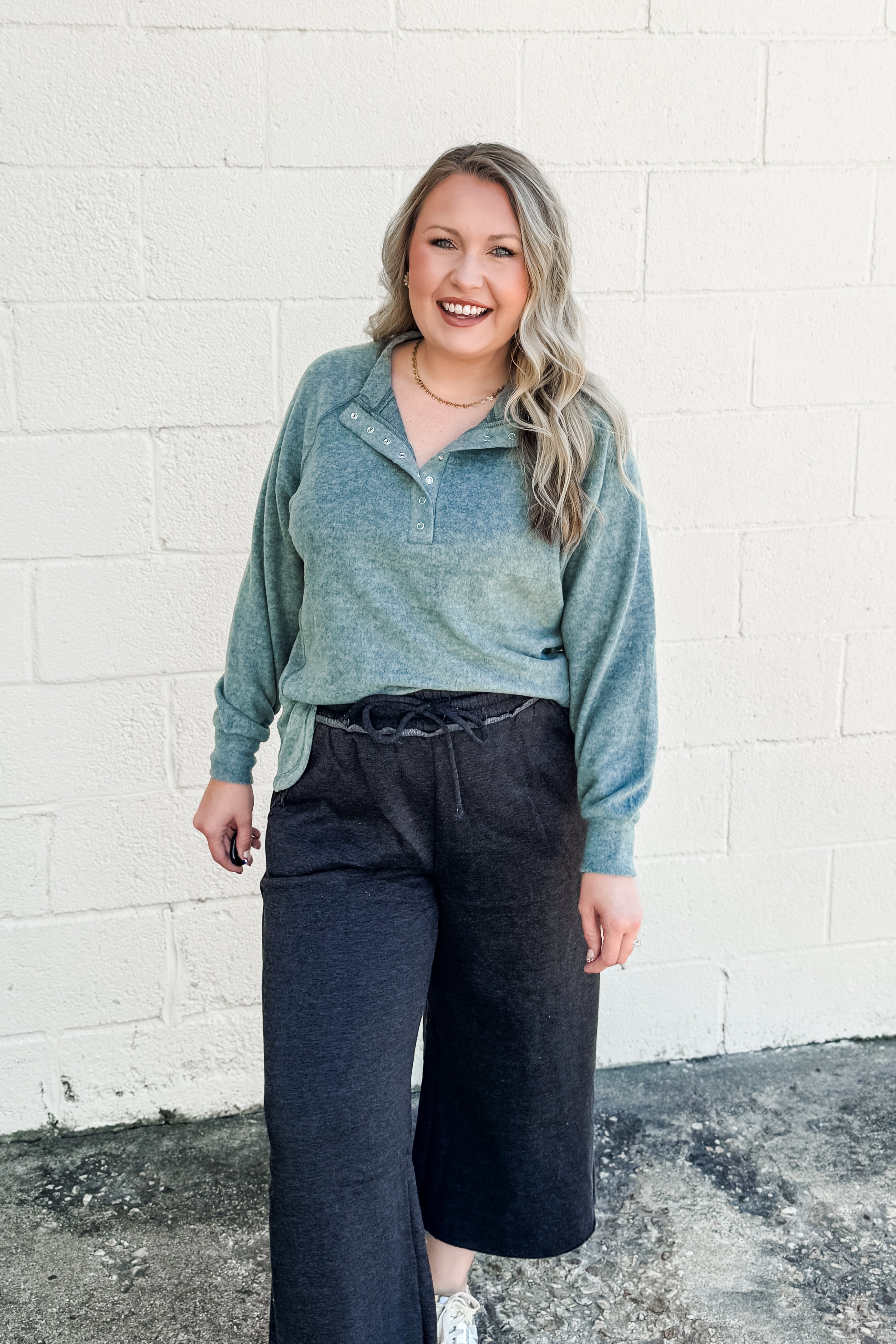 Comfy Stroll Pullover Top, Ash Jade