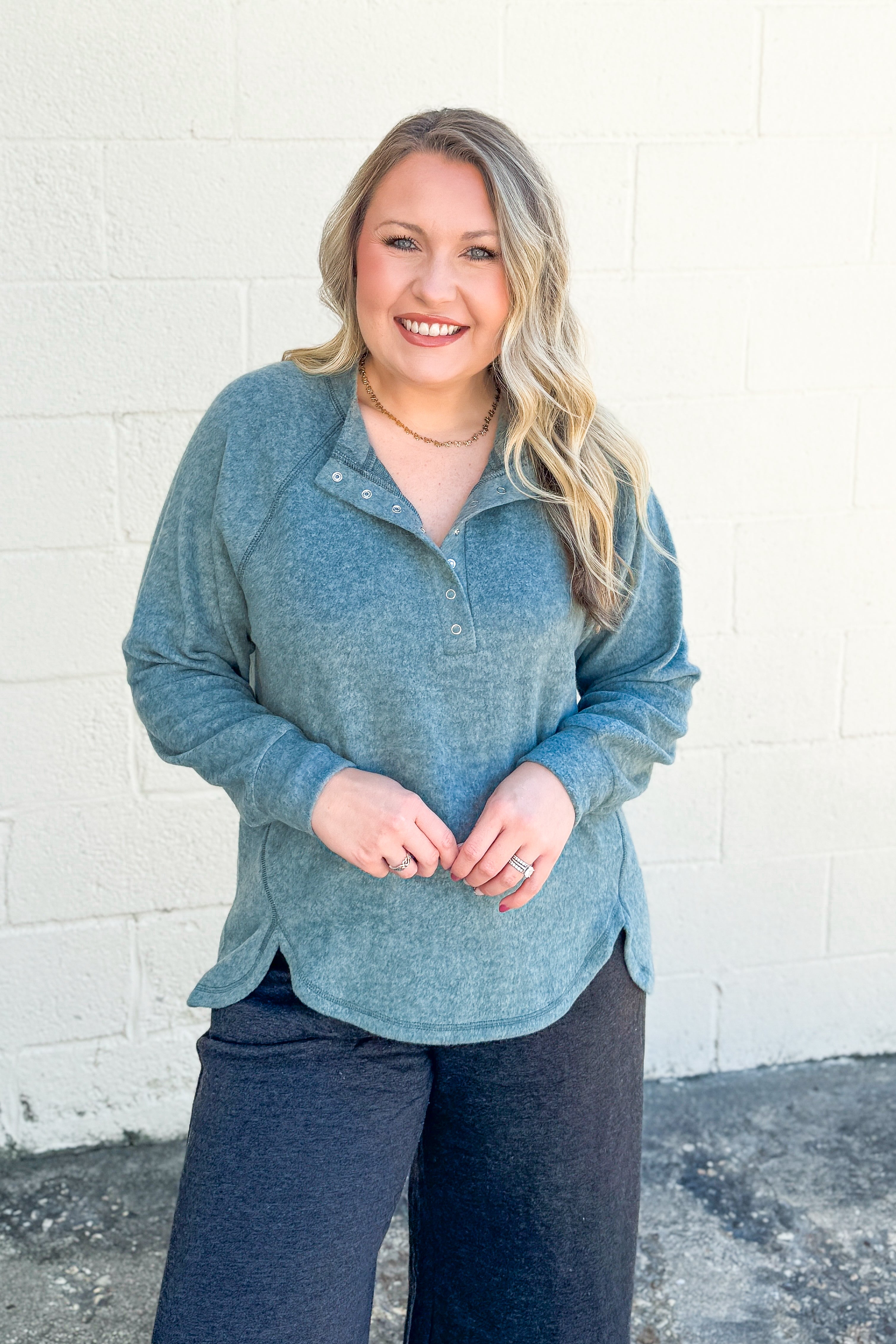 Comfy Stroll Pullover Top, Ash Jade