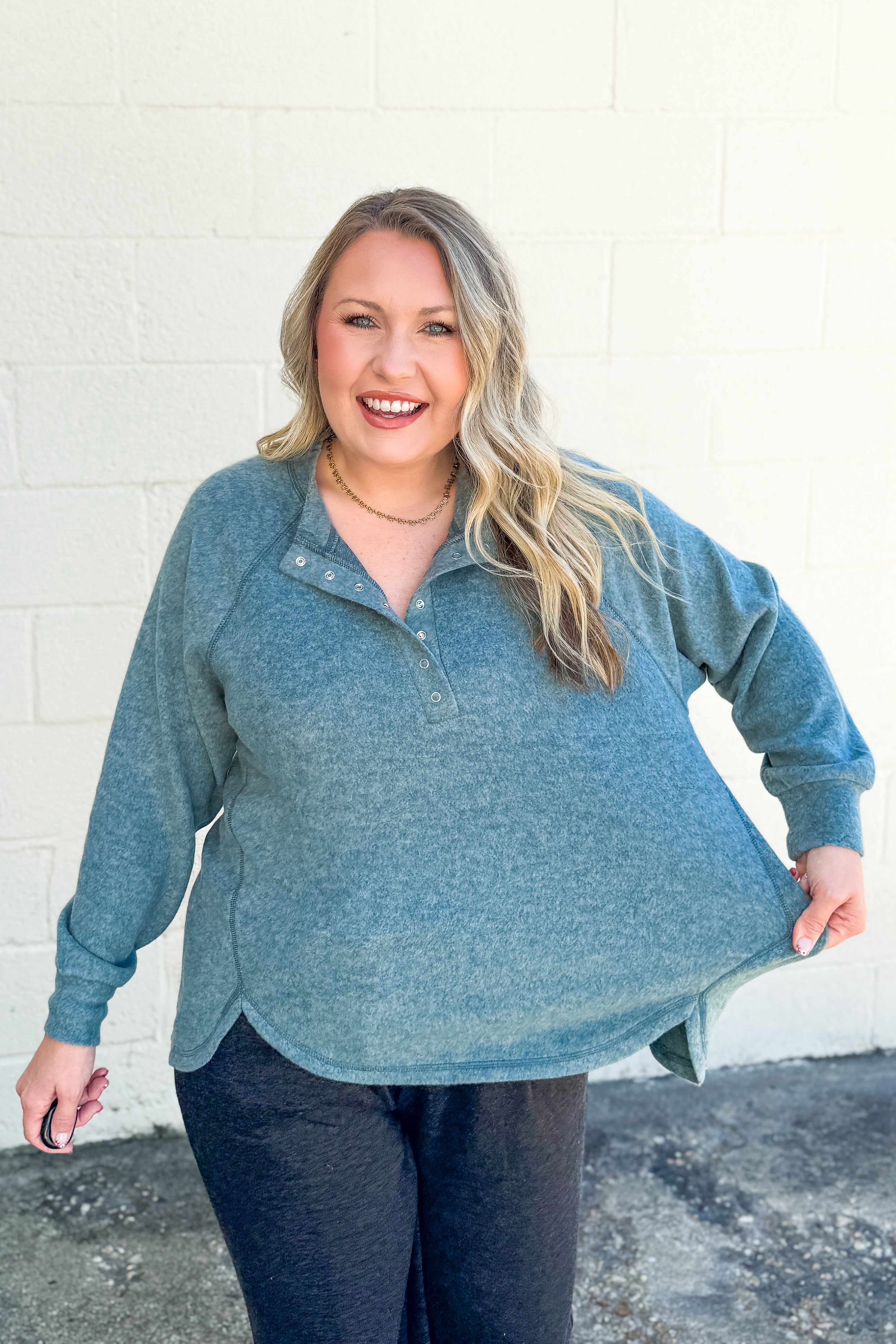 Comfy Stroll Pullover Top, Ash Jade