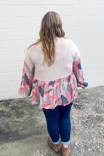 Step Right Up Mix Print Top