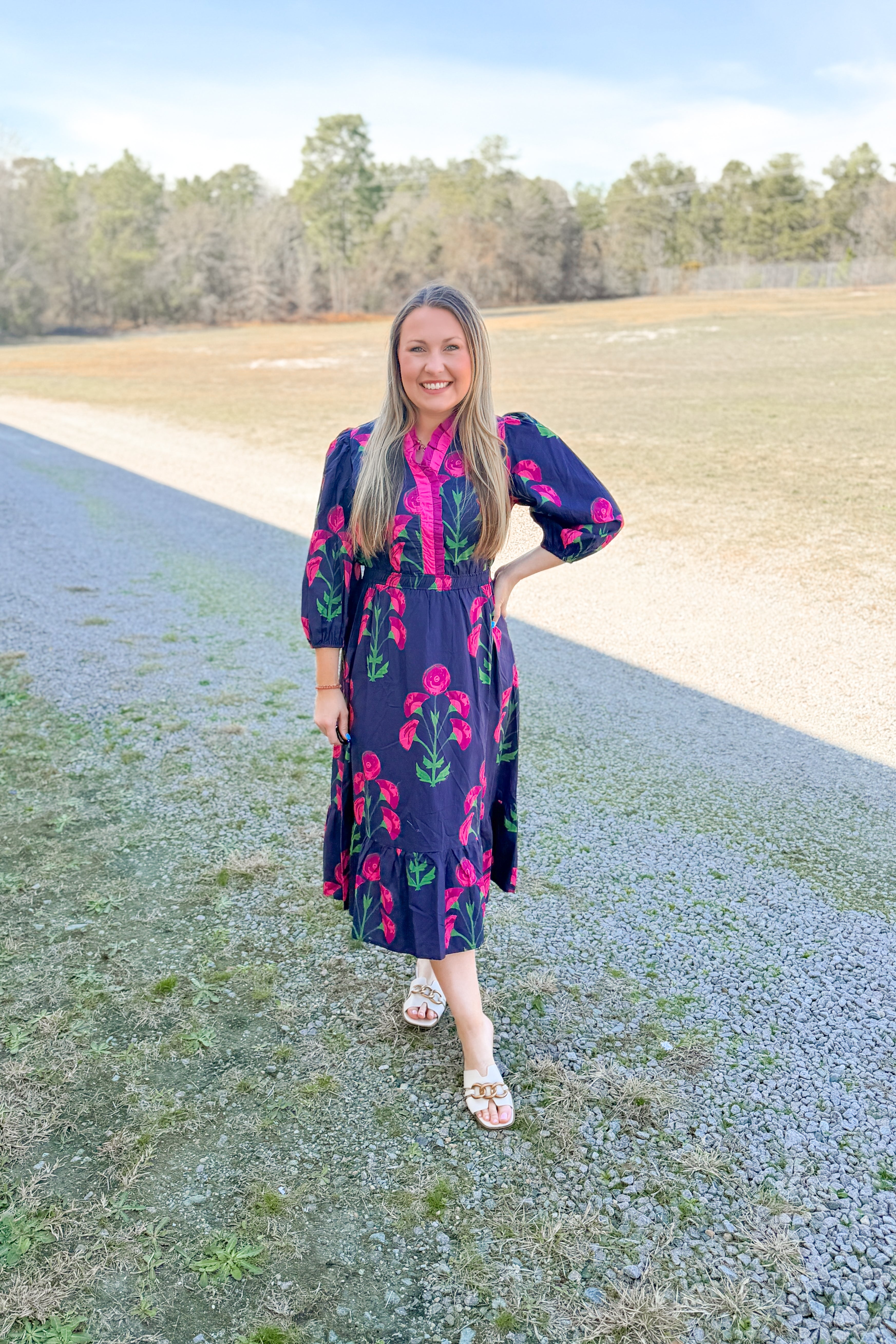 The Midnight Rose Midi Dress