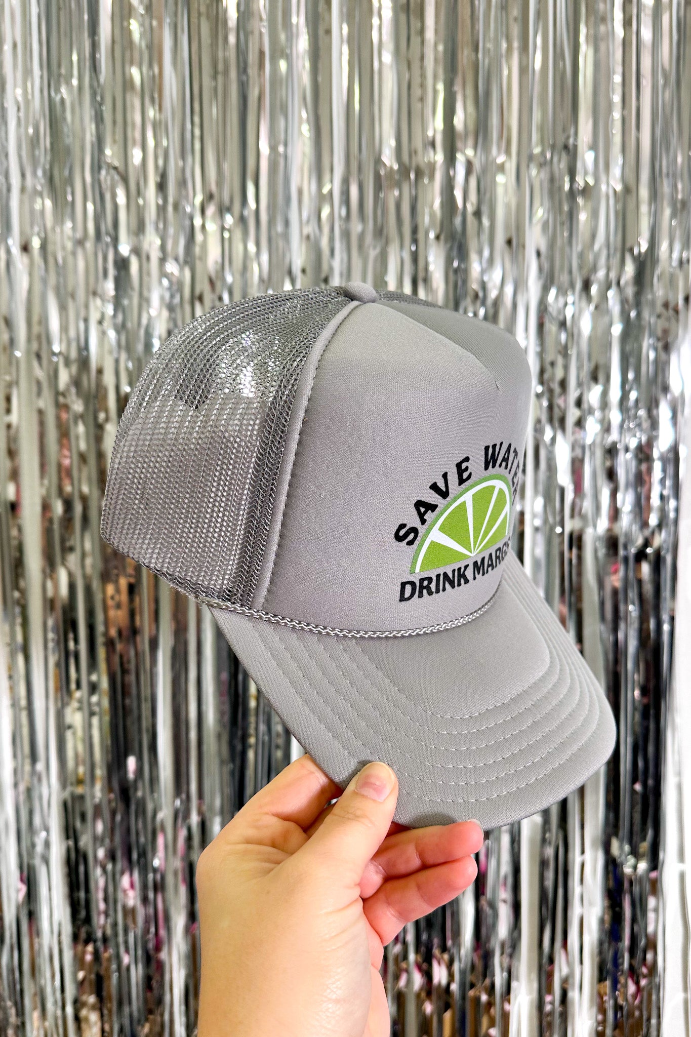 Save Water Drink Margs Foam Trucker Hat, Grey