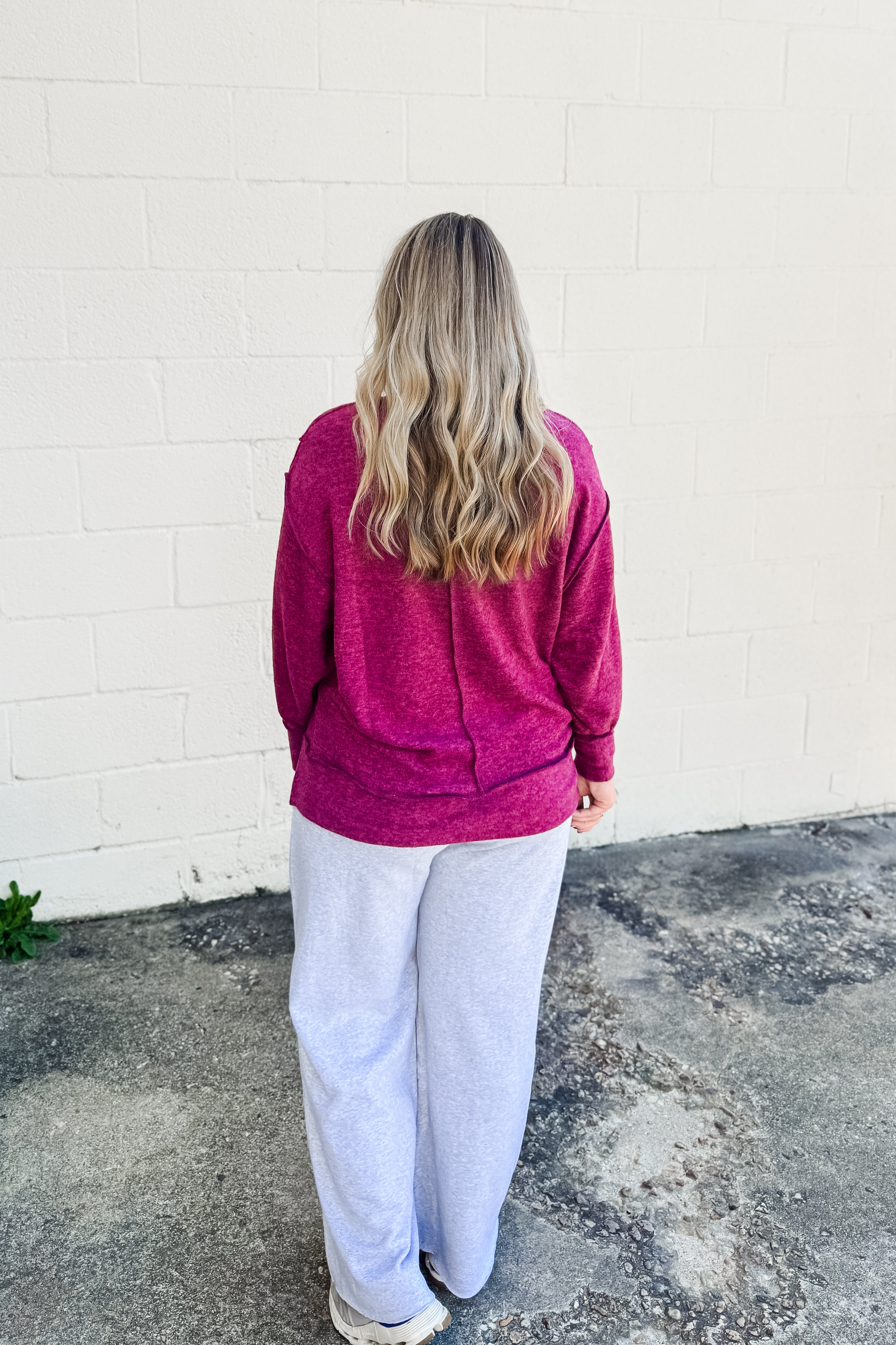Casual Day Oversized Sweater Top, Eggplant