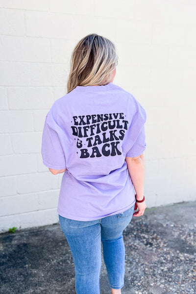 Expensive Difficult Talks Back Graphic Tee, Lavender