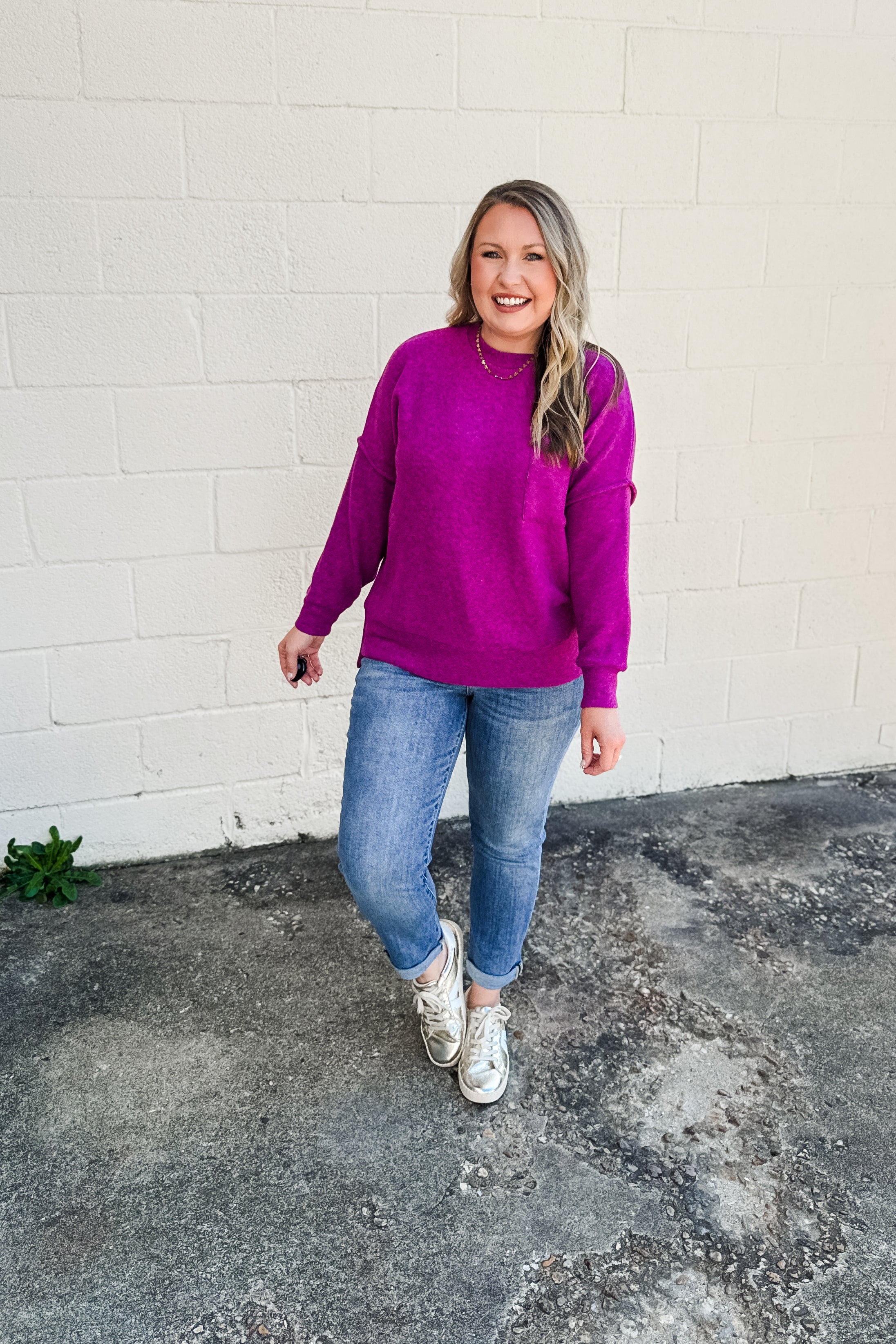 The Cassie Sweater Pullover, Light Plum