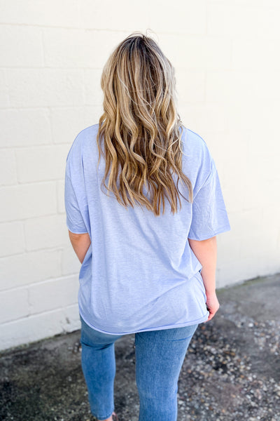 Paige Oversized Boyfriend Top, Spring Blue