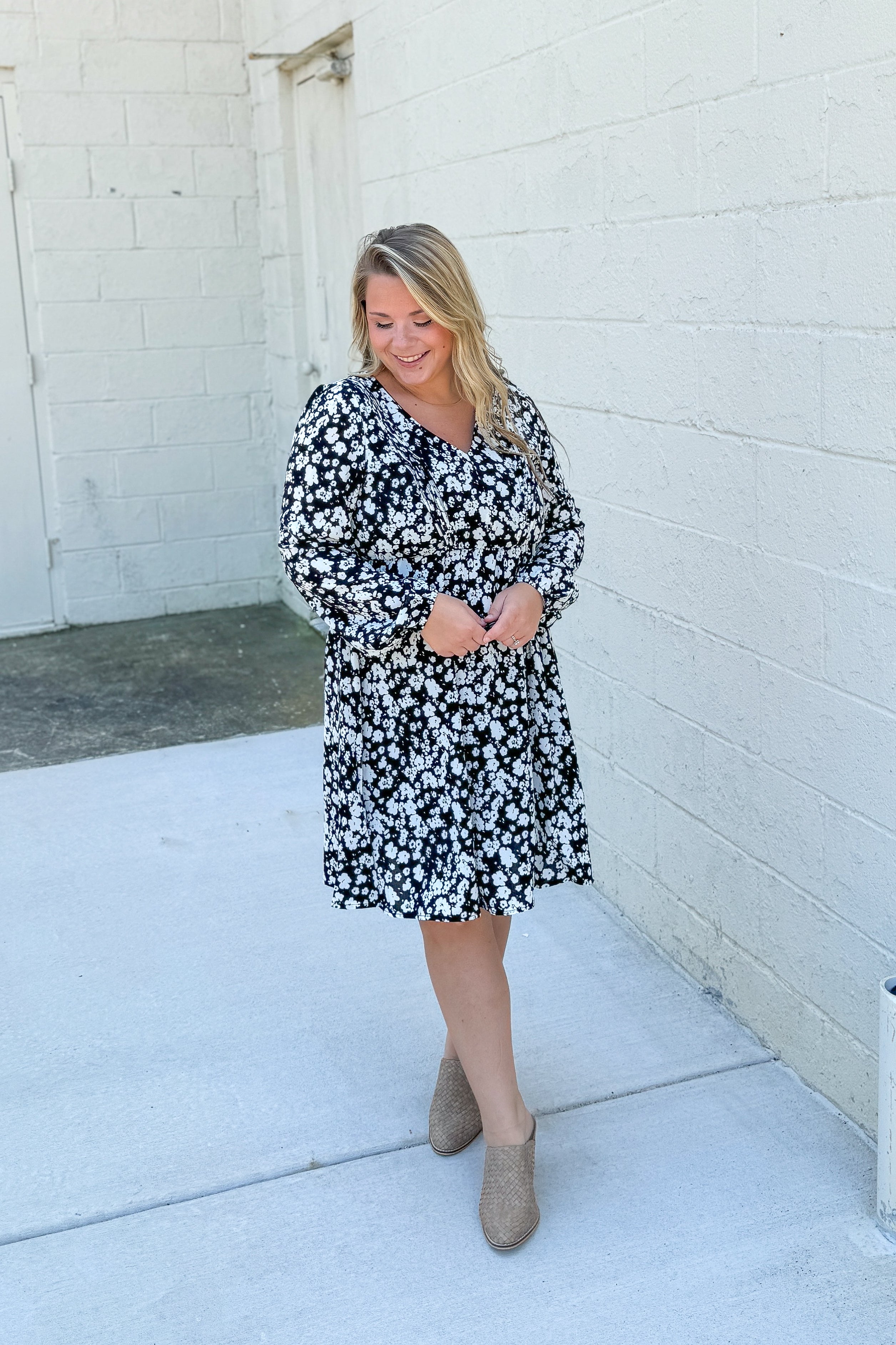 Seeing Black and White Floral Dress