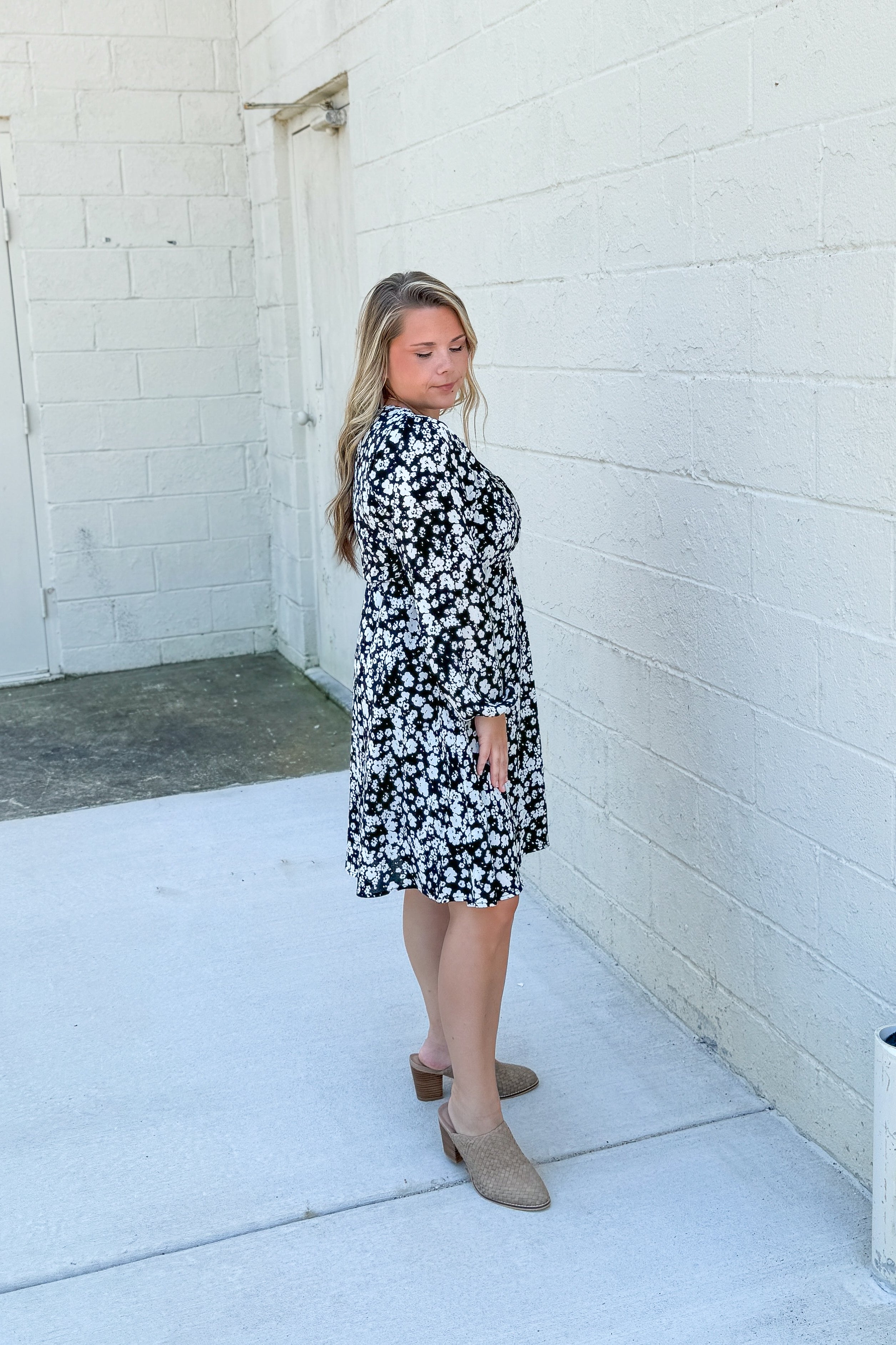 Seeing Black and White Floral Dress