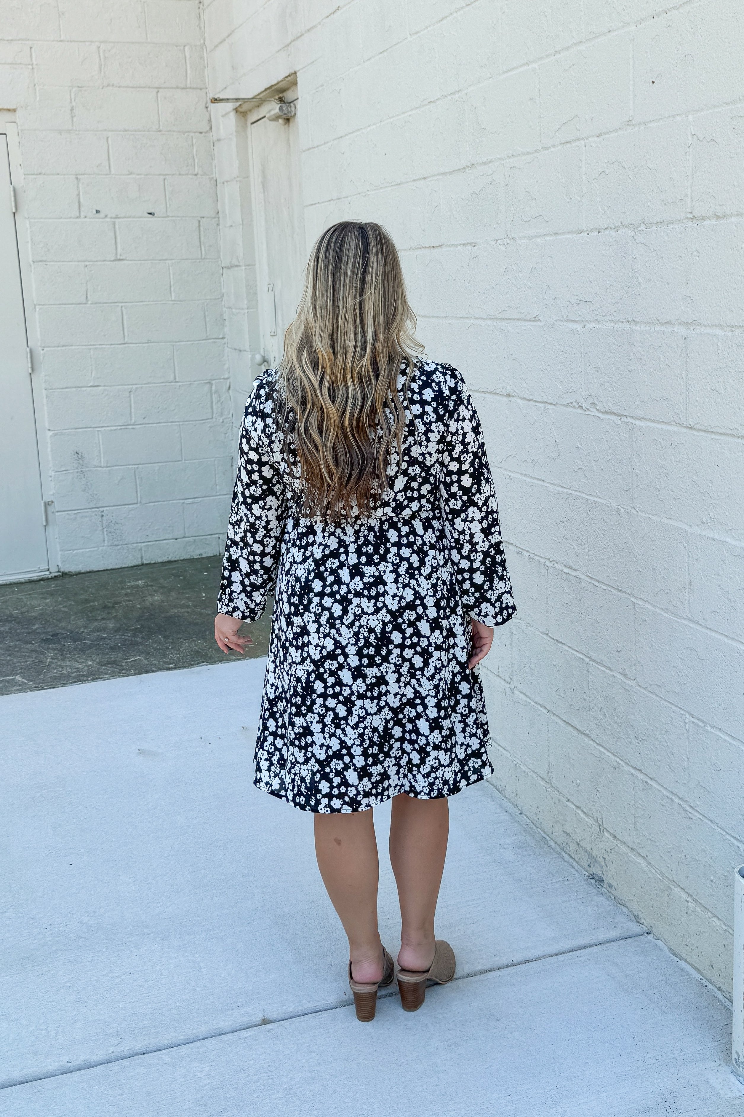 Seeing Black and White Floral Dress