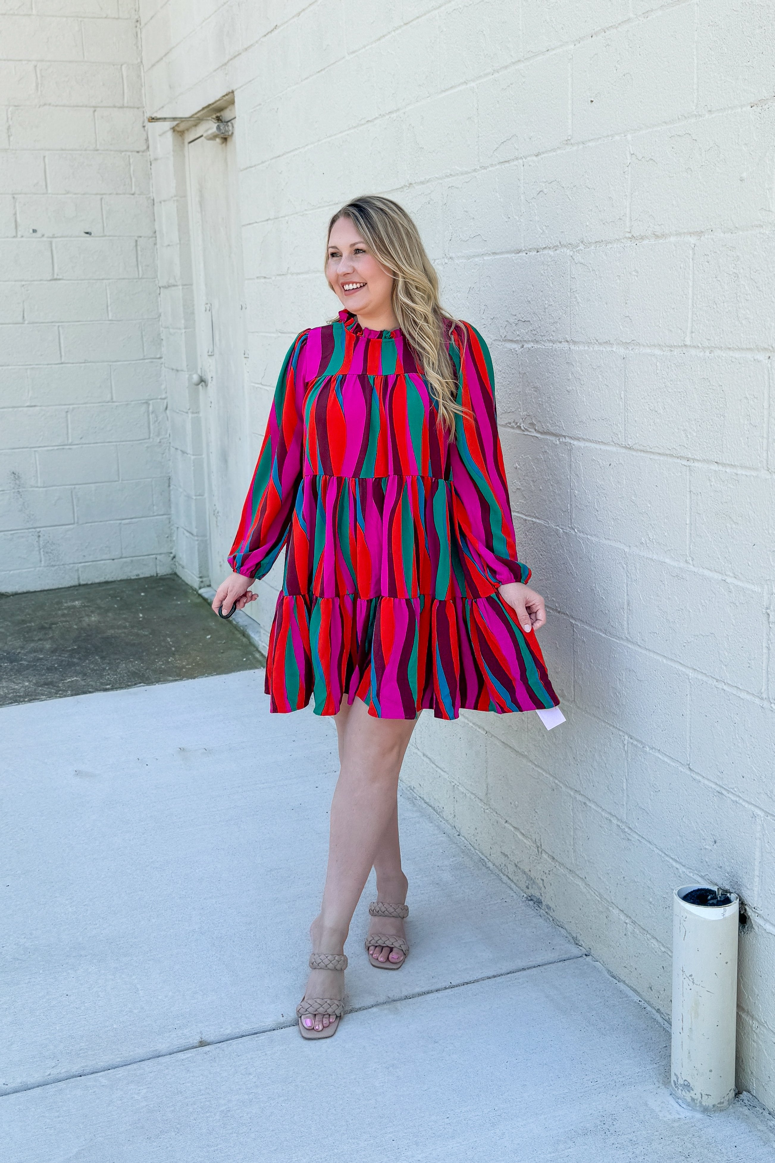 Living On Love Abstract Tiered Dress