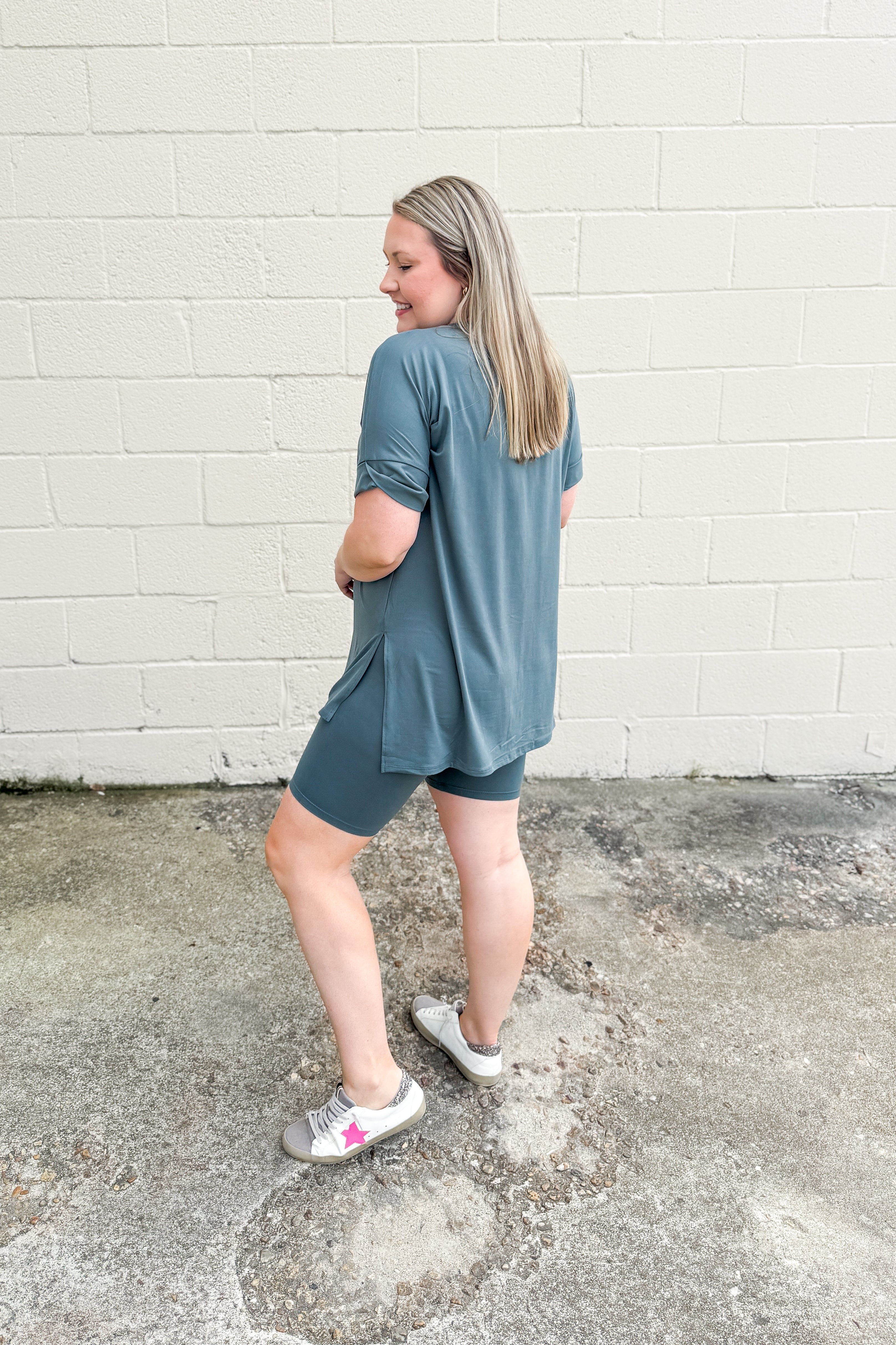Gotta Get Going Biker Short Set, Ash Jade