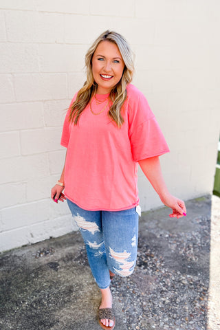 RESTOCK | DEAL | Better Things To Do Oversized Top, Neon Coral Pink