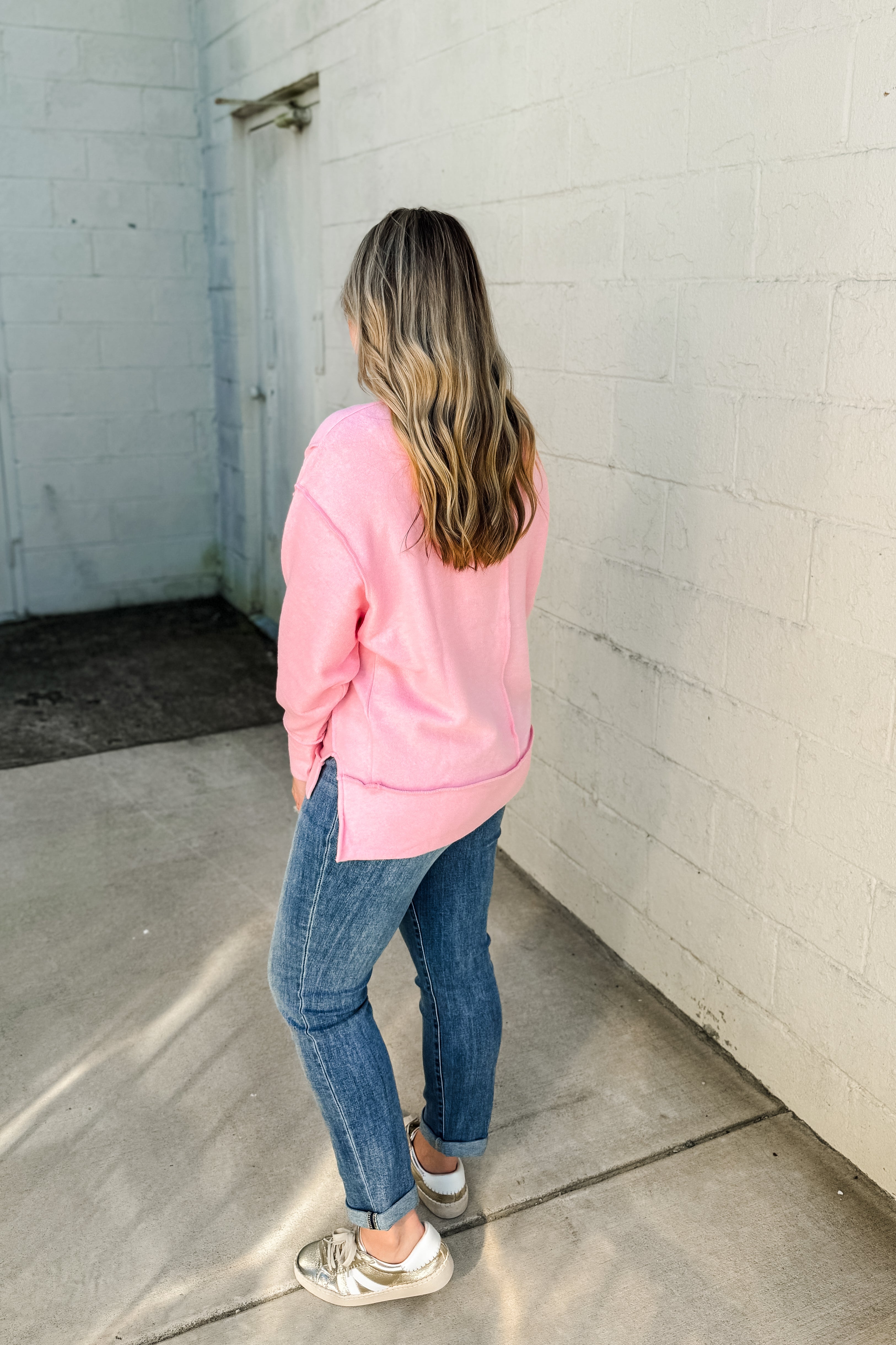 Casual Day Oversized Sweater Top, Pink