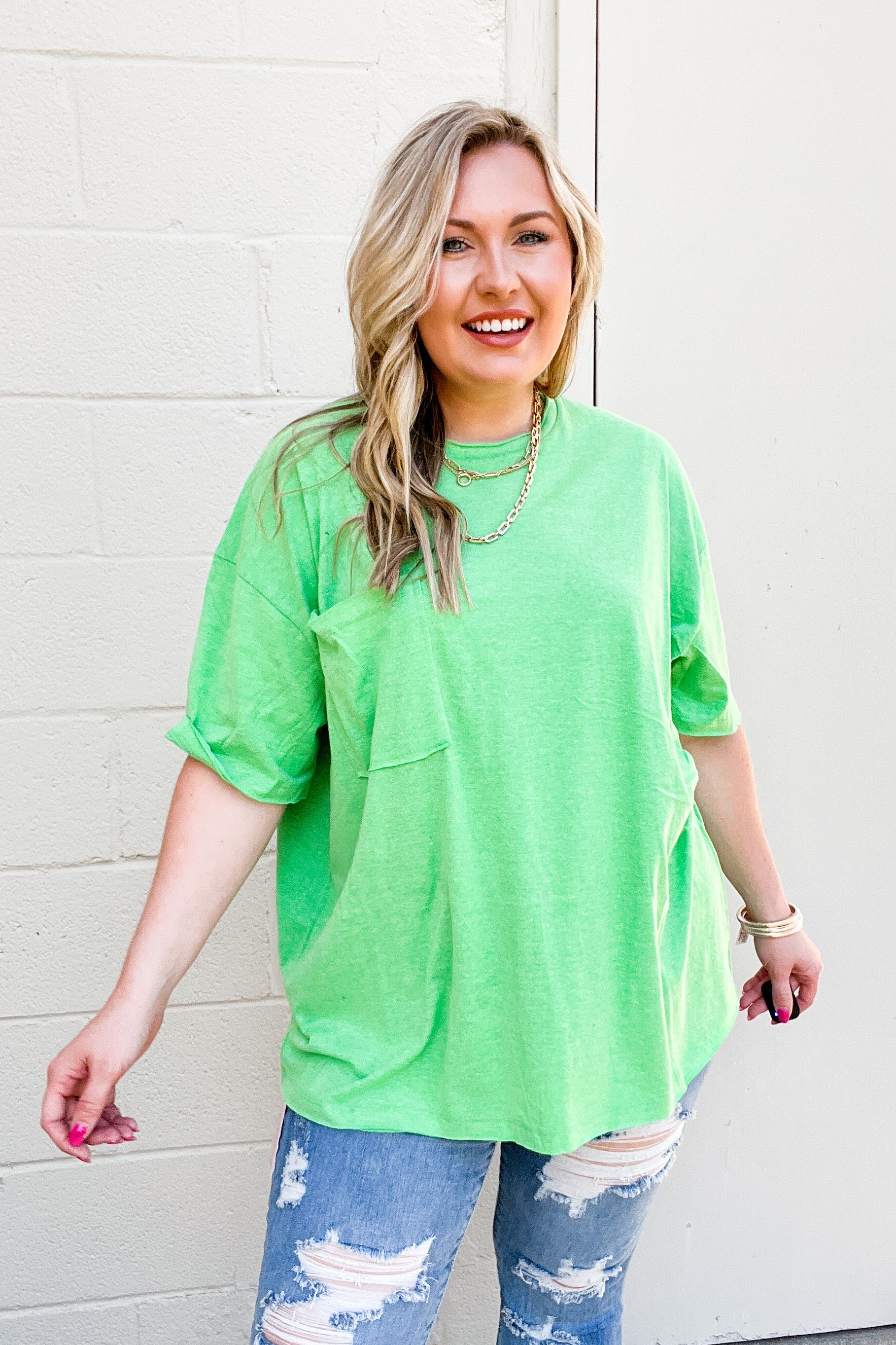 RESTOCK | Emma Oversized Boyfriend Top, Heather Green