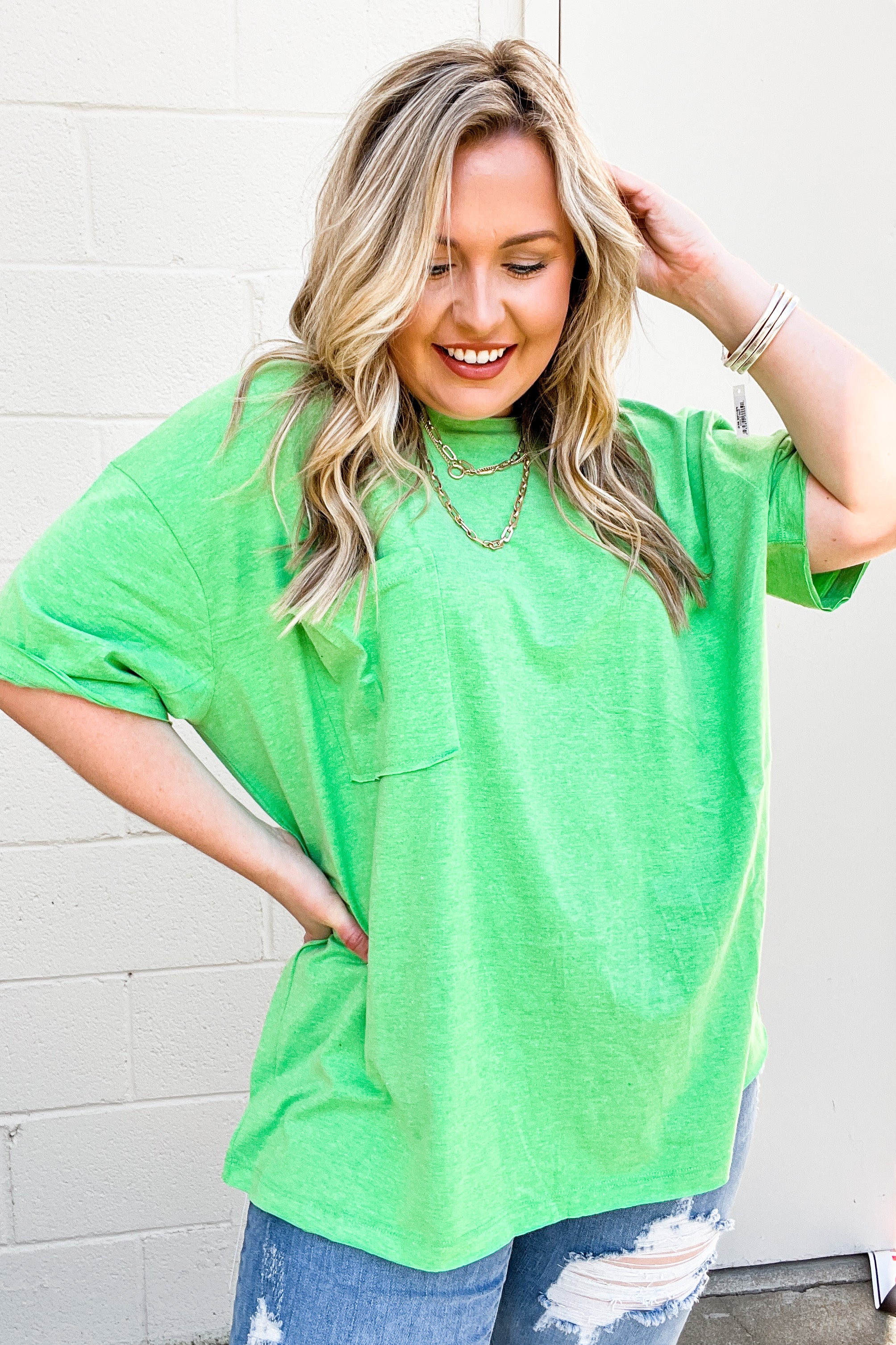 RESTOCK | Emma Oversized Boyfriend Top, Heather Green