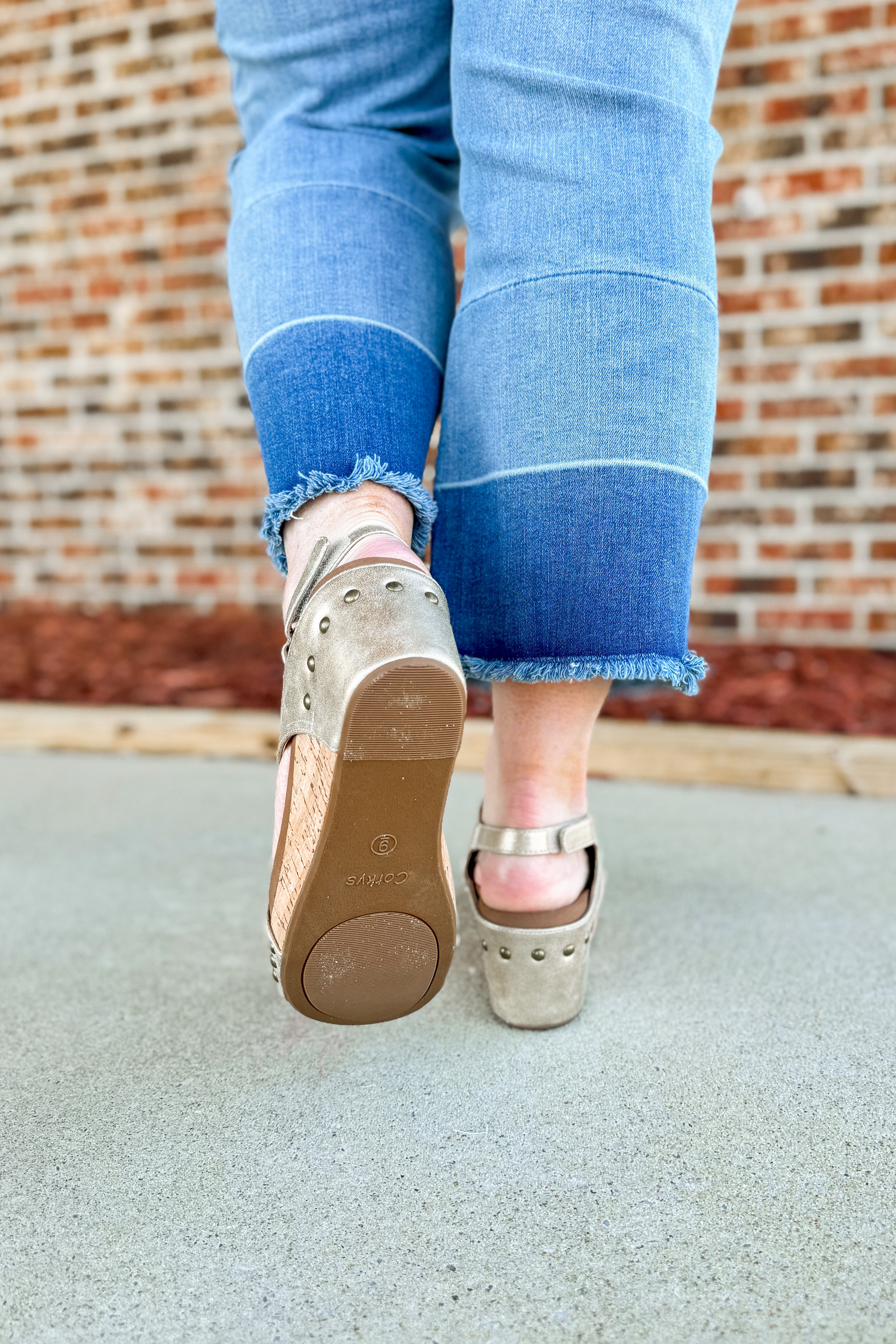 Corkys Carley Wedge Sandals, Antique Gold