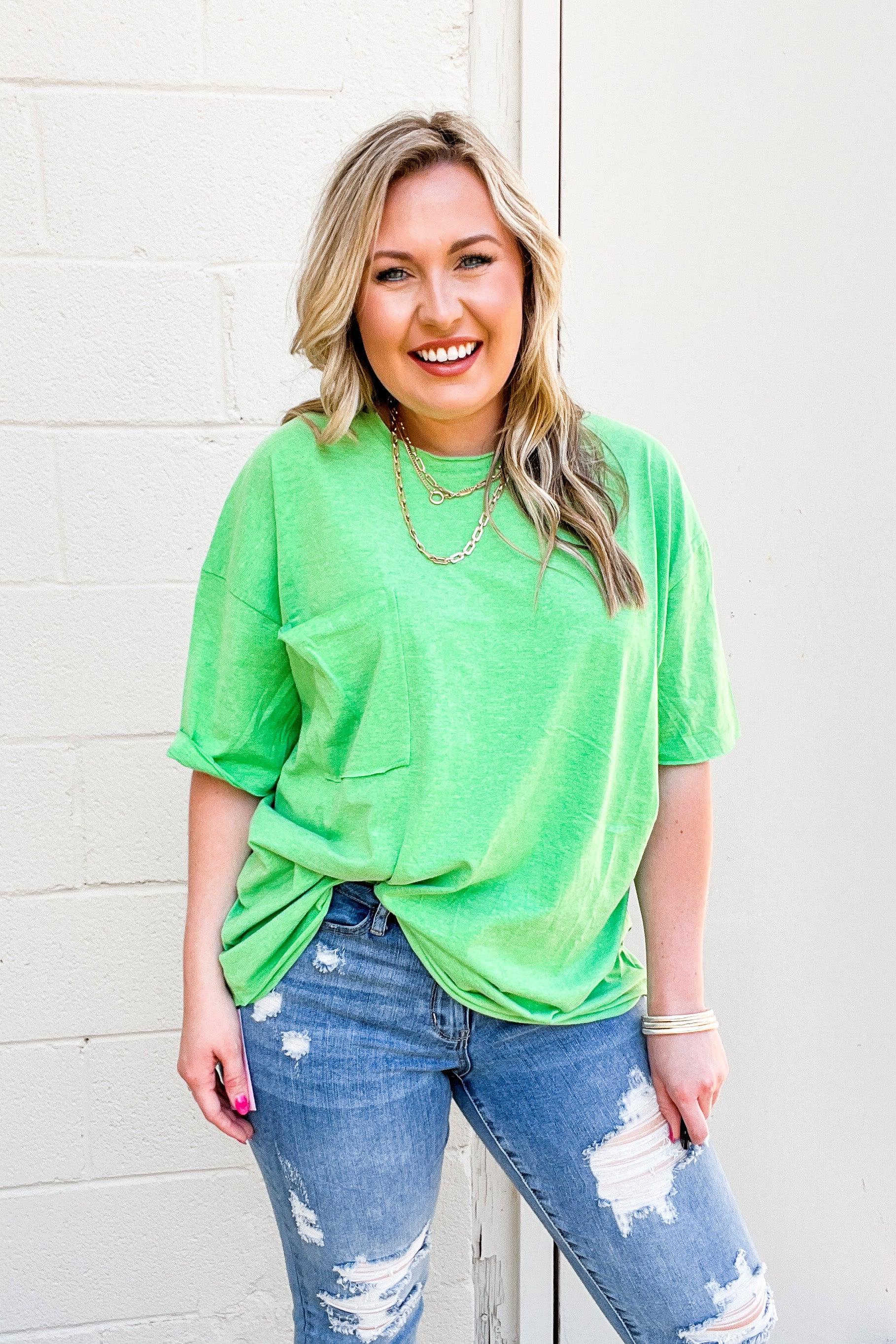 RESTOCK | Emma Oversized Boyfriend Top, Heather Green