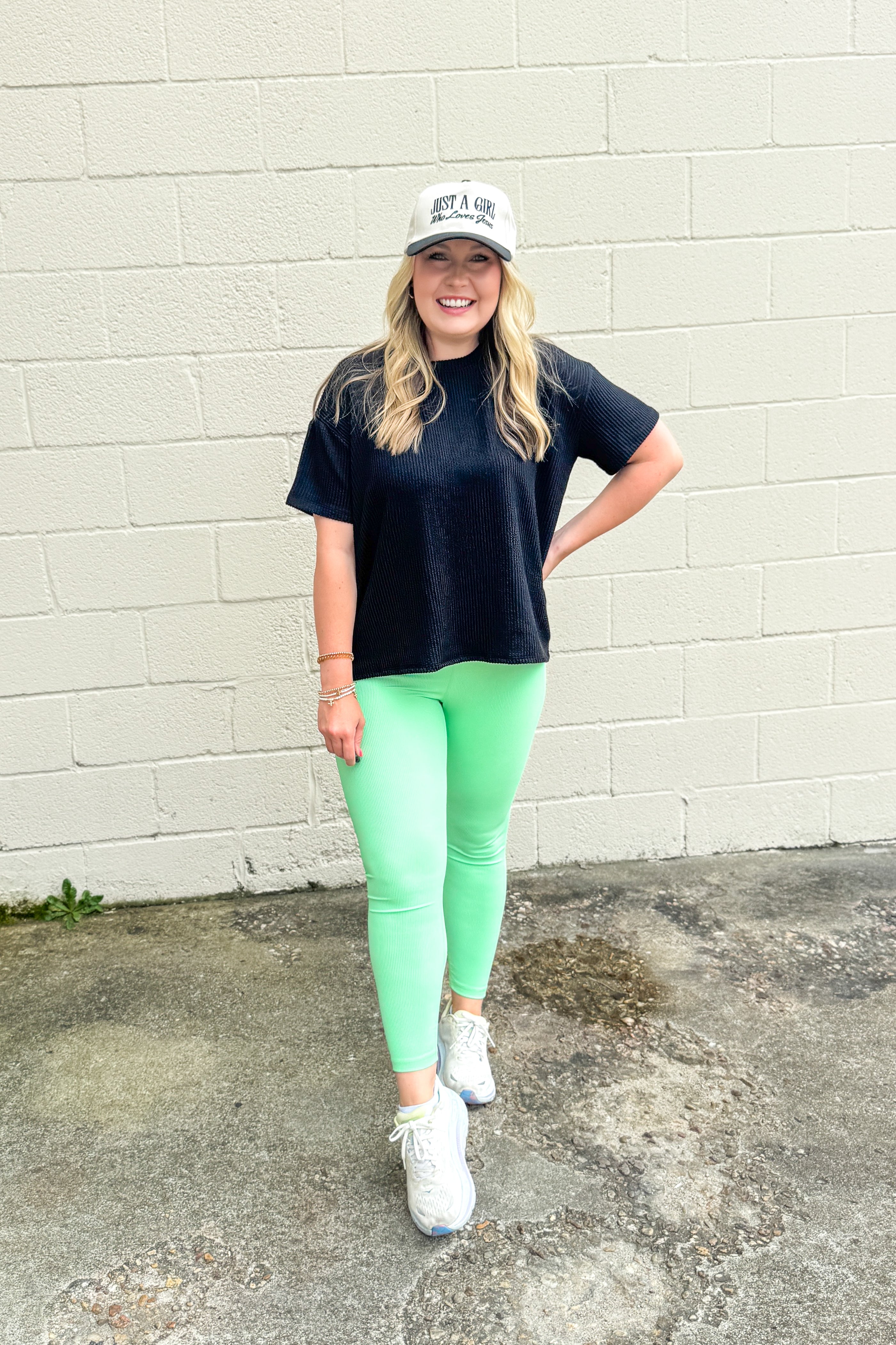 Run This Town Ribbed Leggings, Pistachio
