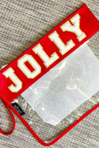 JOLLY Oversized Clear Pouch, Red