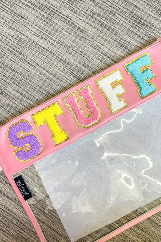 STUFF Oversized Clear Pouch, Pink