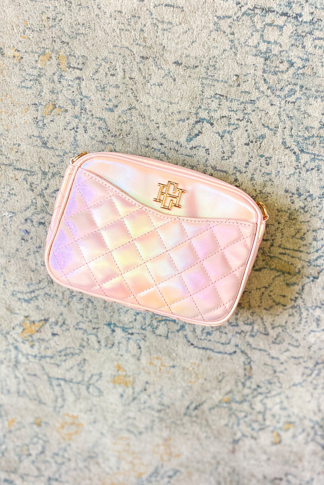 Olivia Quilted Crossbody, Pink Opal