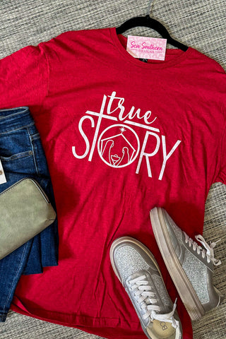True Story Christmas Graphic Tee, Red