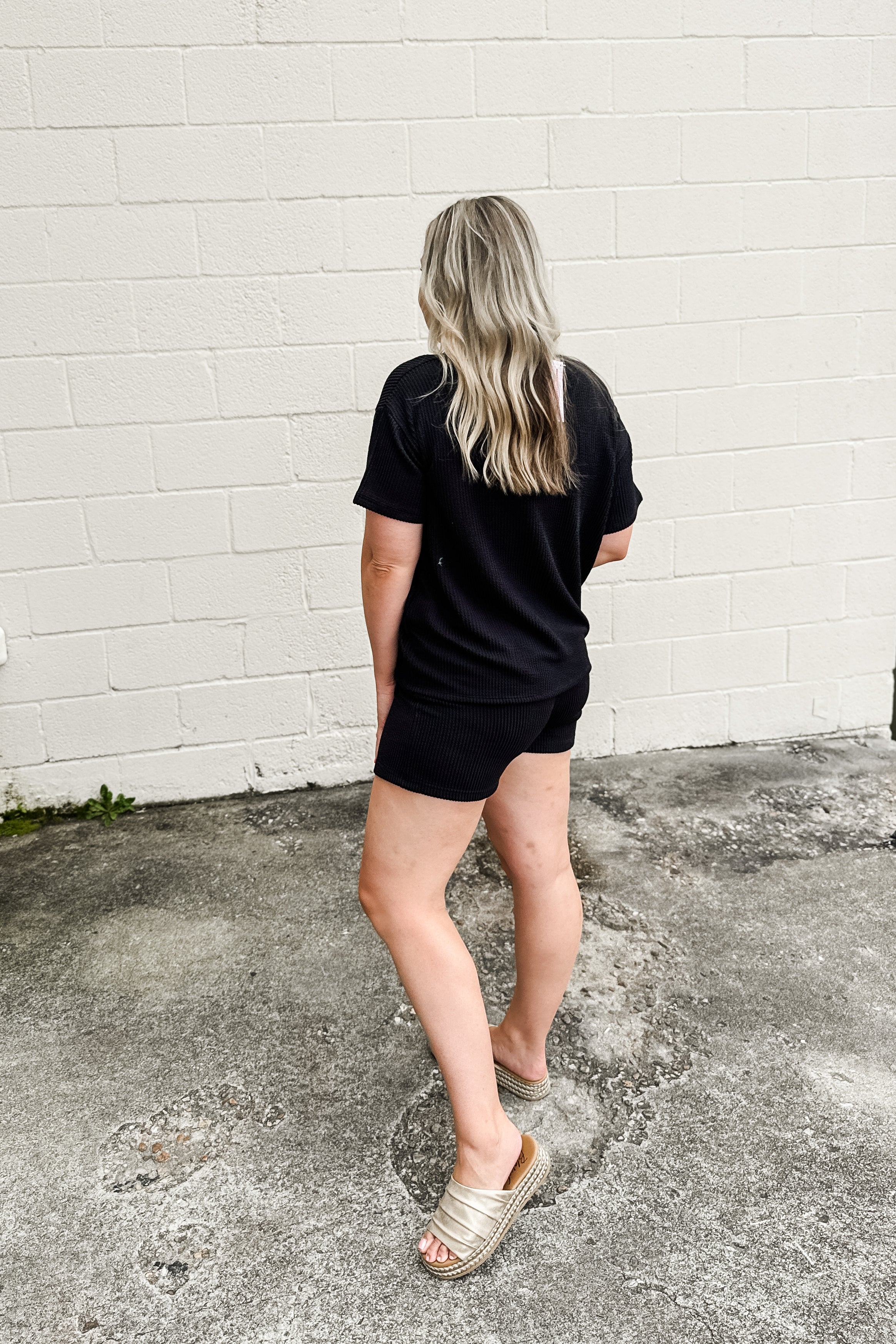 Cleo Ribbed Set, Black