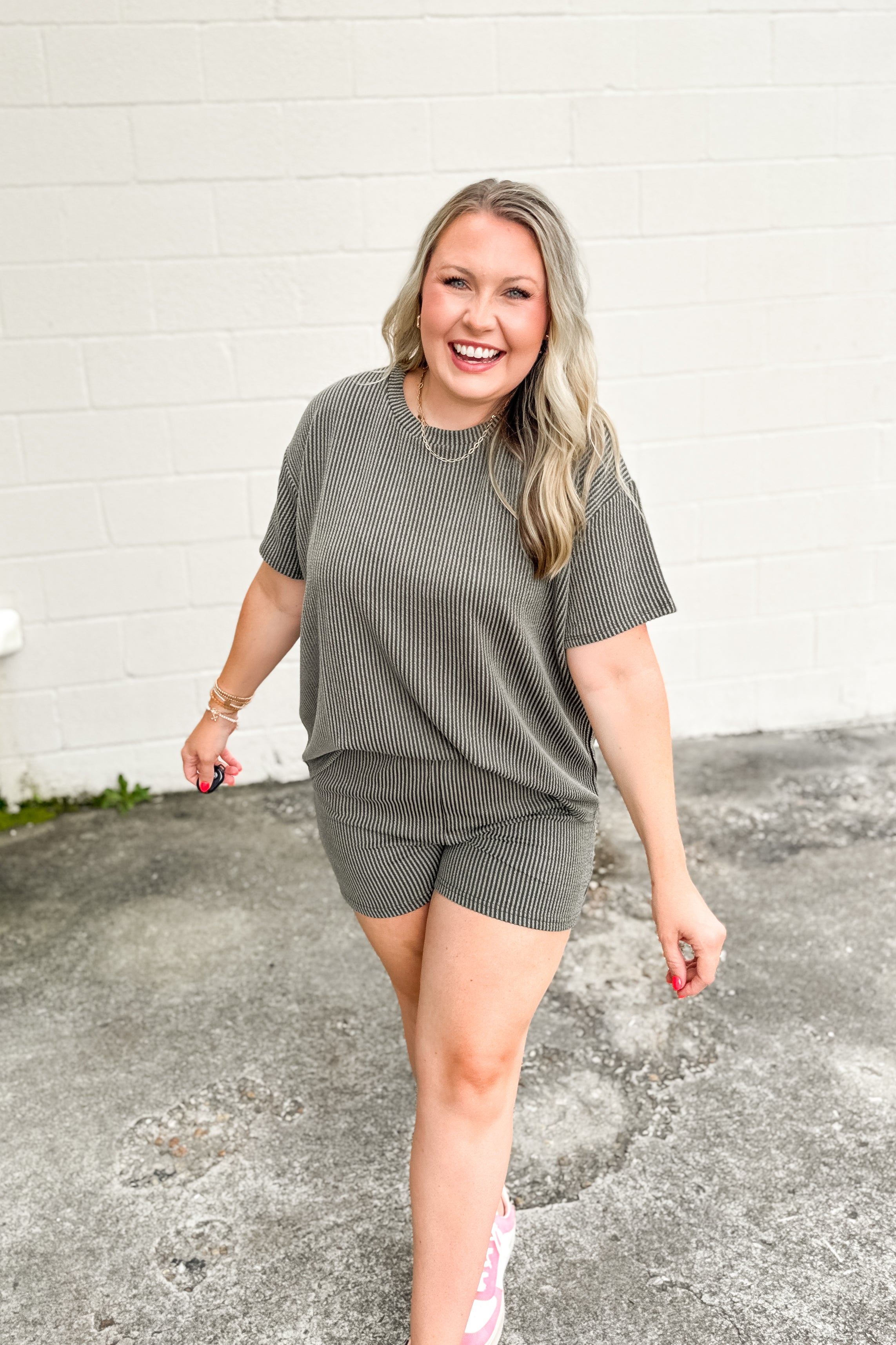 Cleo Ribbed Set, Dark Olive
