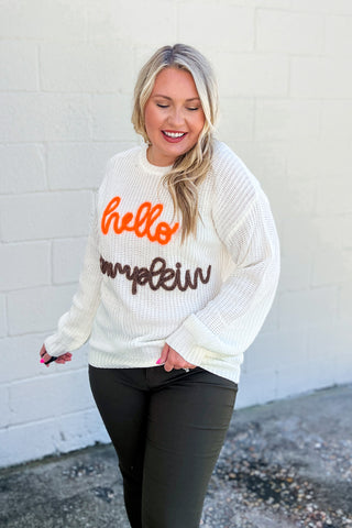 Hello Pumpkin Lettered Sweater Top