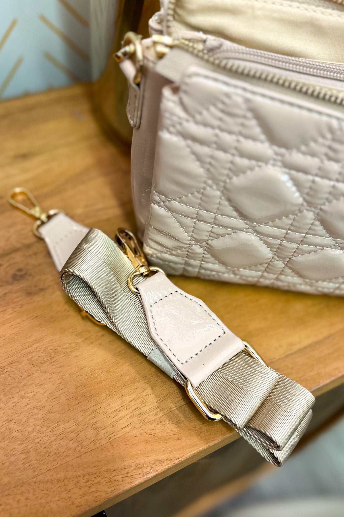 Jace Quilted Crossbody, Nude