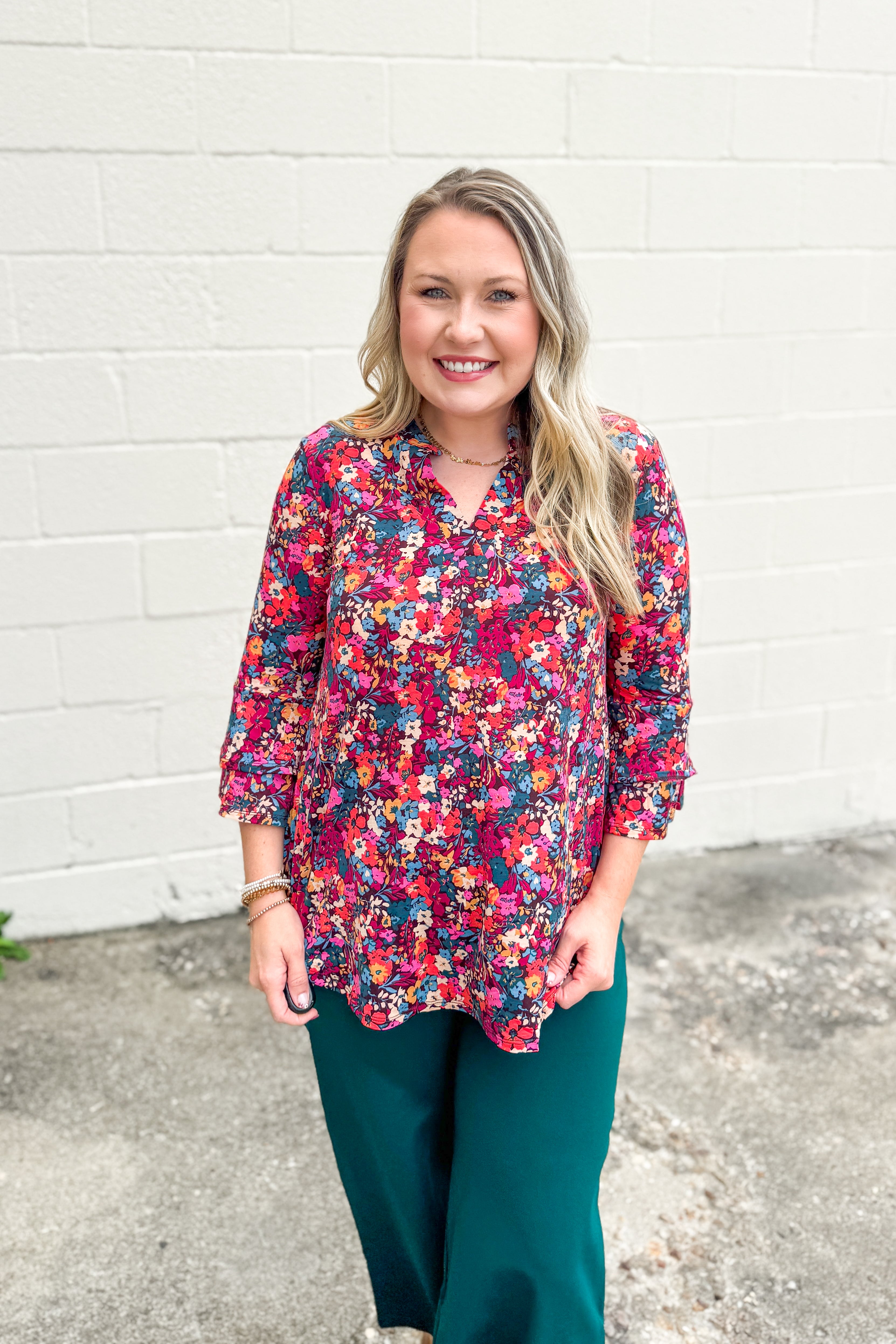 Radiant Petals Top Bell Sleeve Top