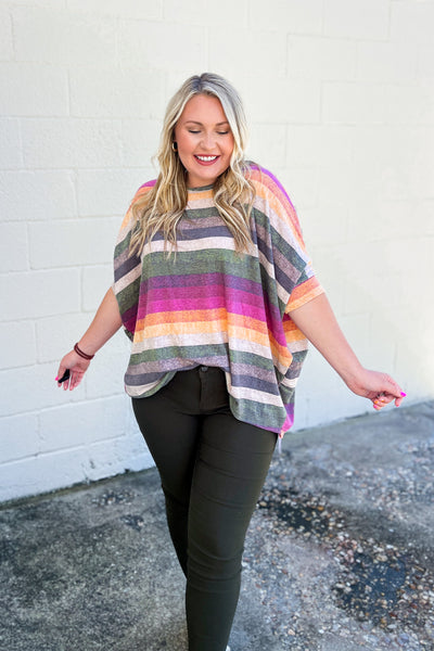Paint Me In Color Oversized Multi Stripe Top