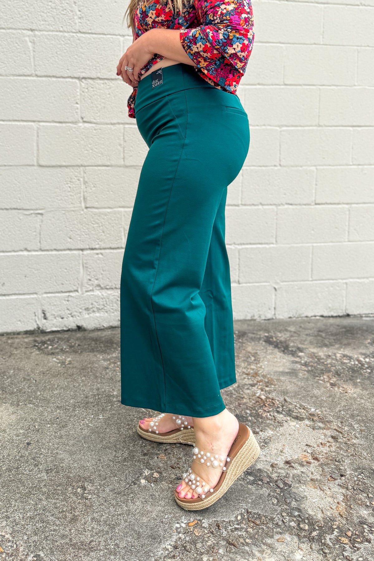 Color Me Bright Wide Leg Magic Pants, Hunter Green