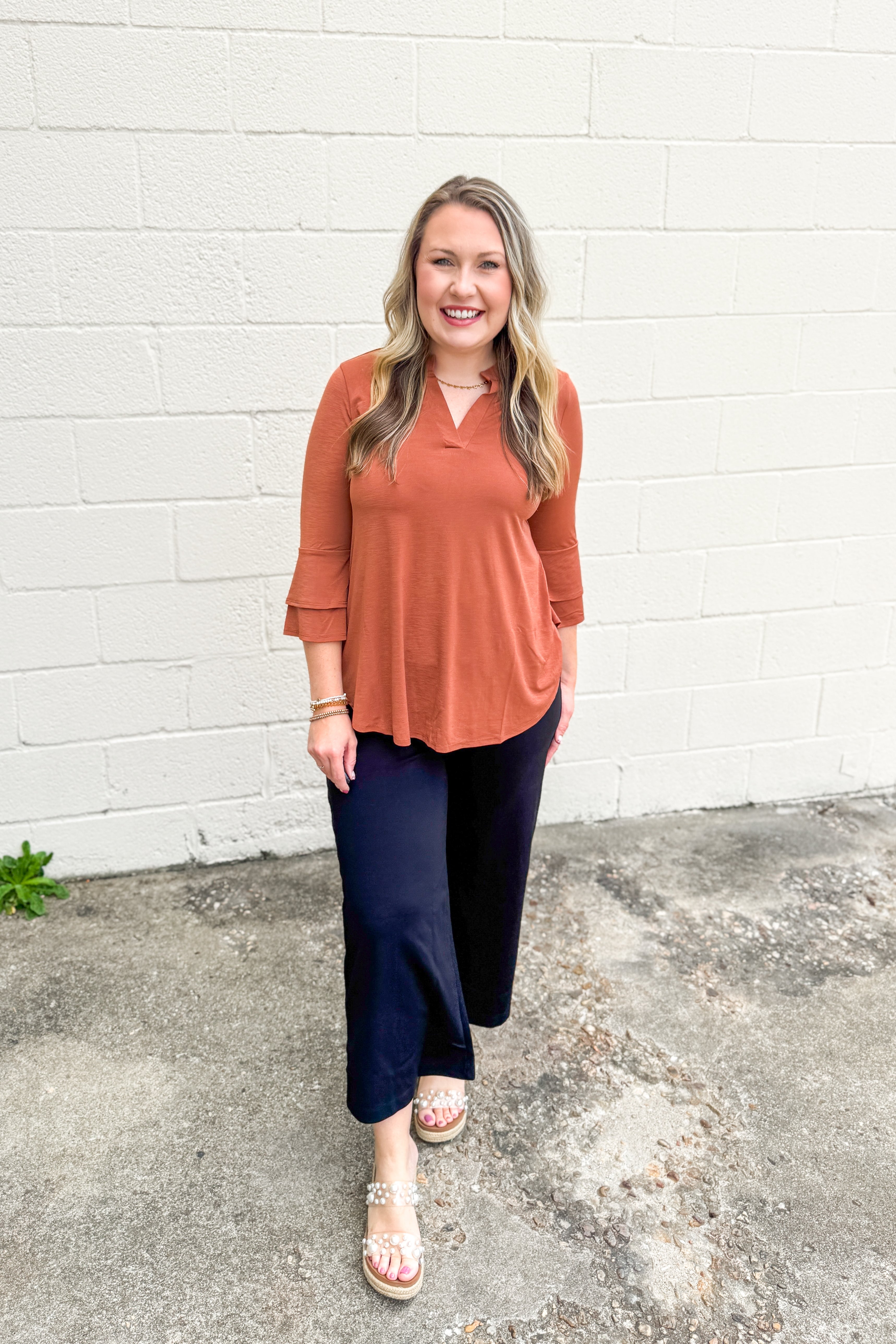 Canyon Clay Top Bell Sleeve Top