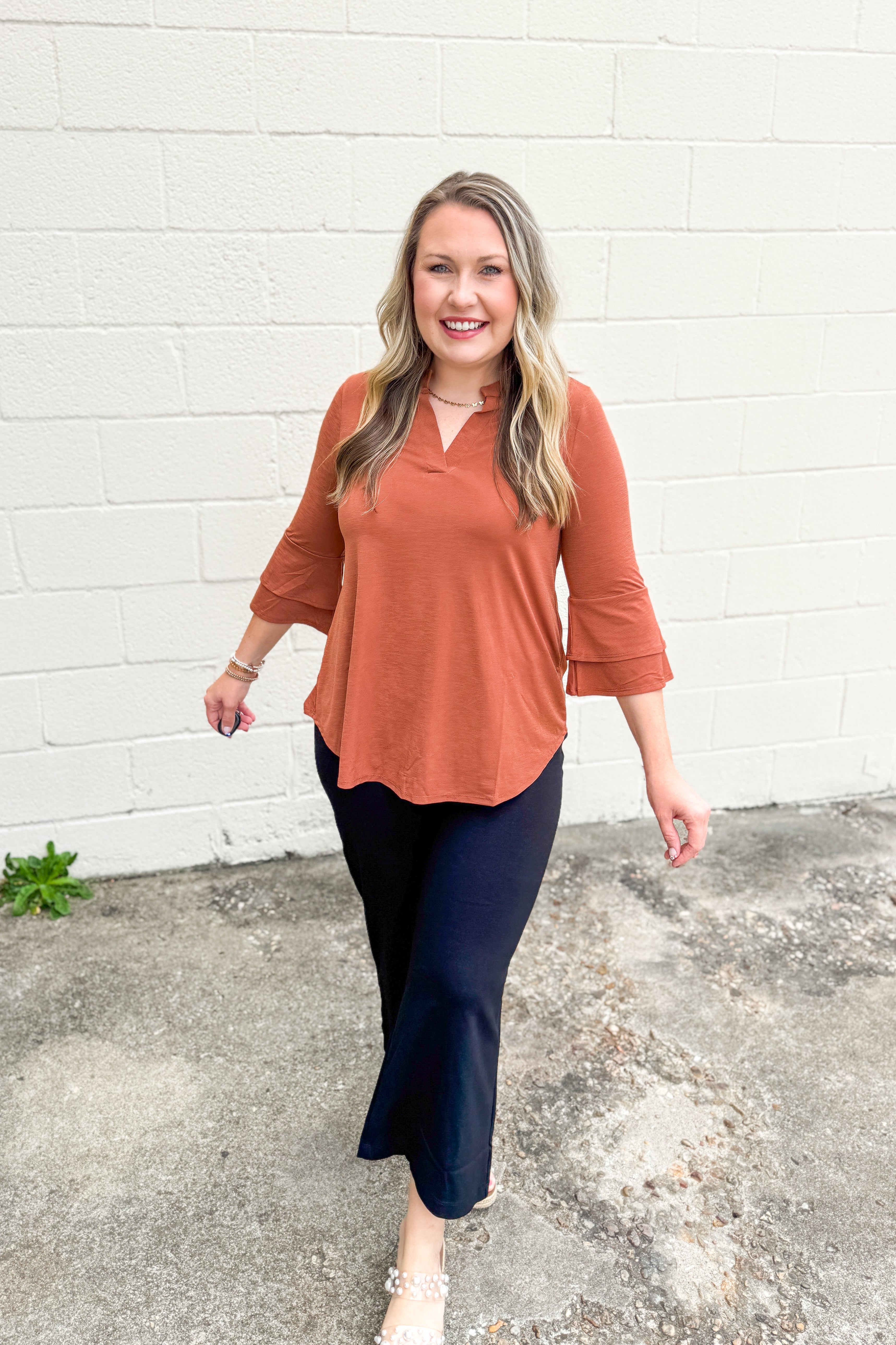 Canyon Clay Top Bell Sleeve Top
