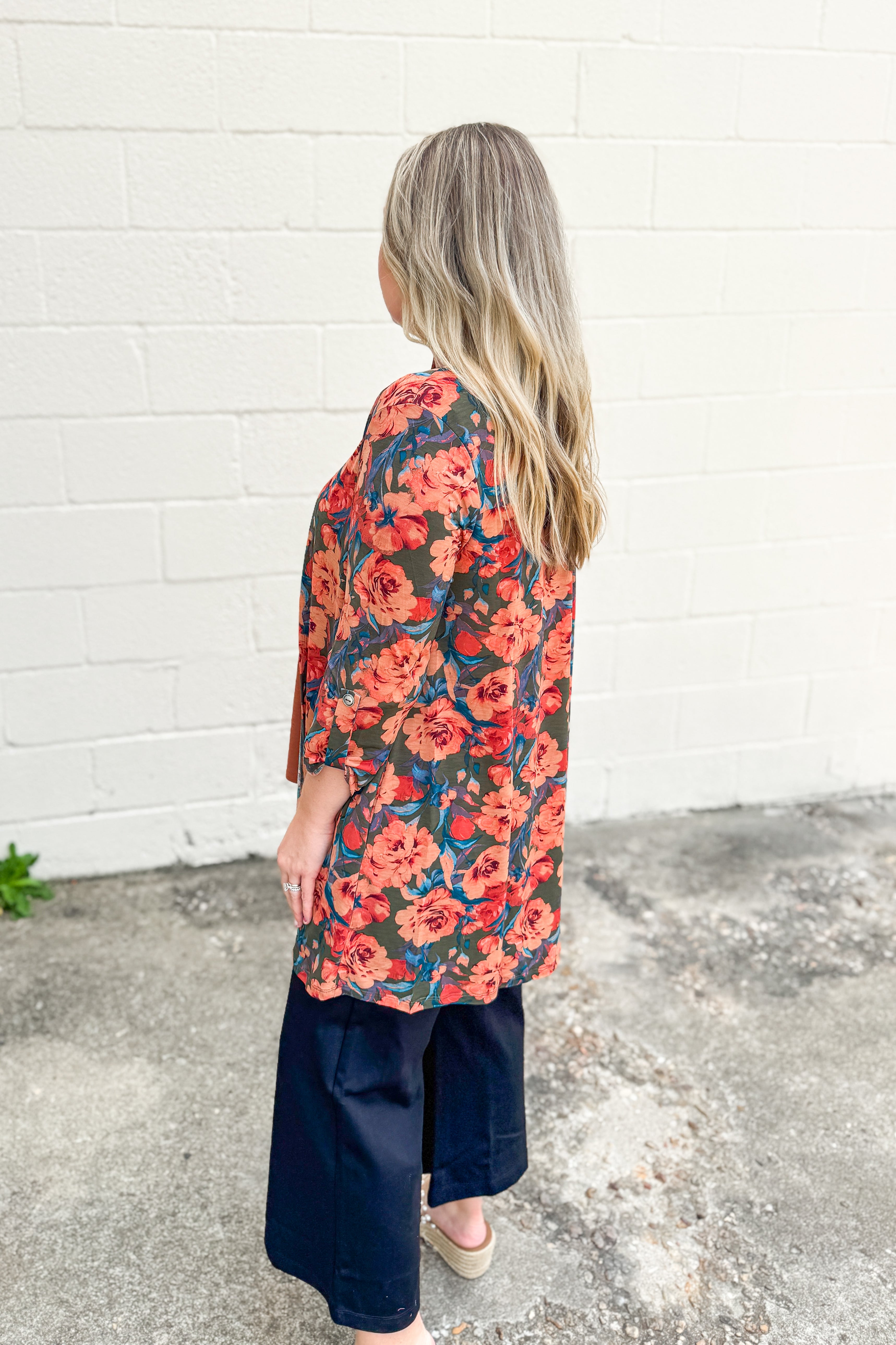 Rust & Roses Floral Cardigan