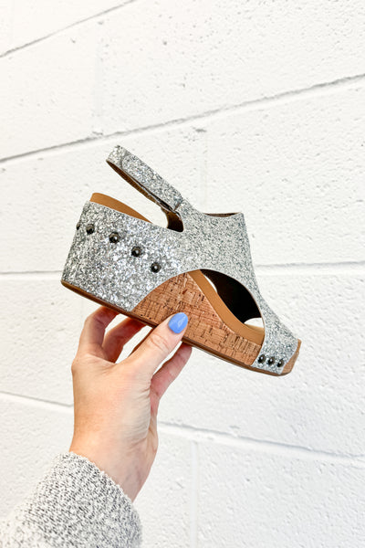 DEAL | Corky Carley Wedge Sandals, Silver Glitter