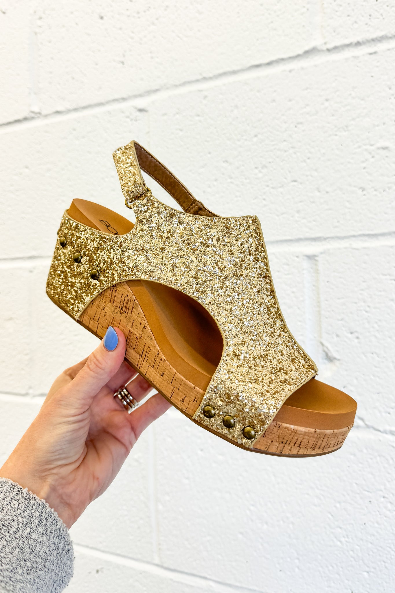 DEAL | Corky Carley Wedge Sandals, Gold Glitter